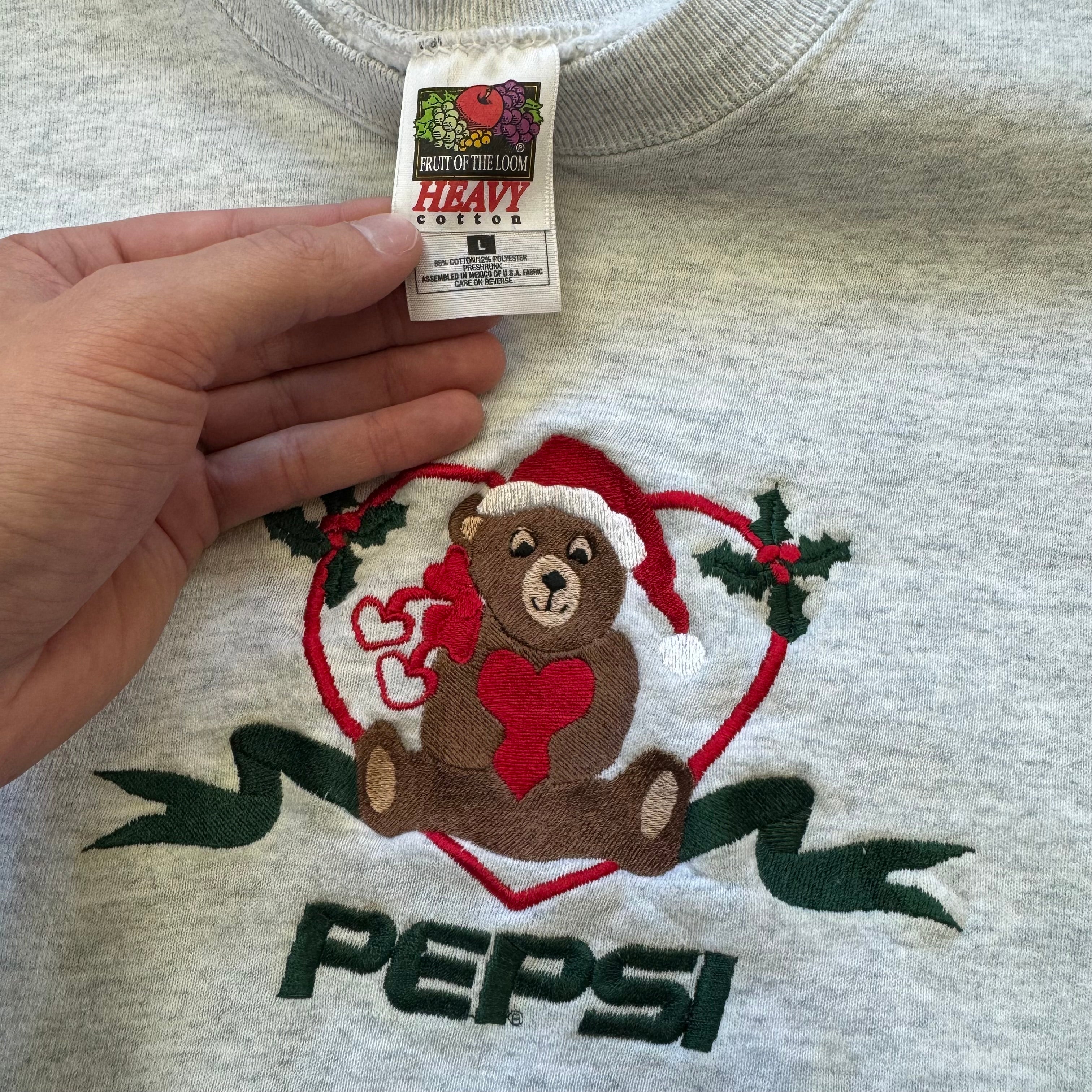 Vintage Pepsi Christmas Embroidered Crewneck Sz L