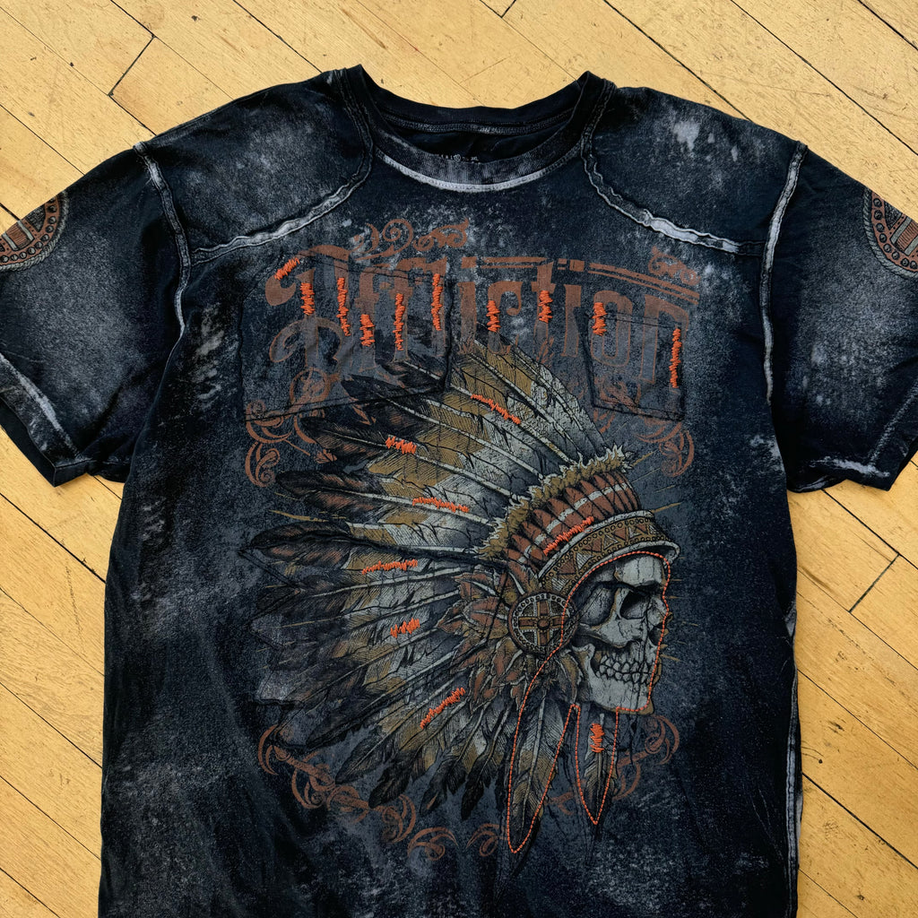 Y2K Affliction Indian Skull T-shirt Sz L