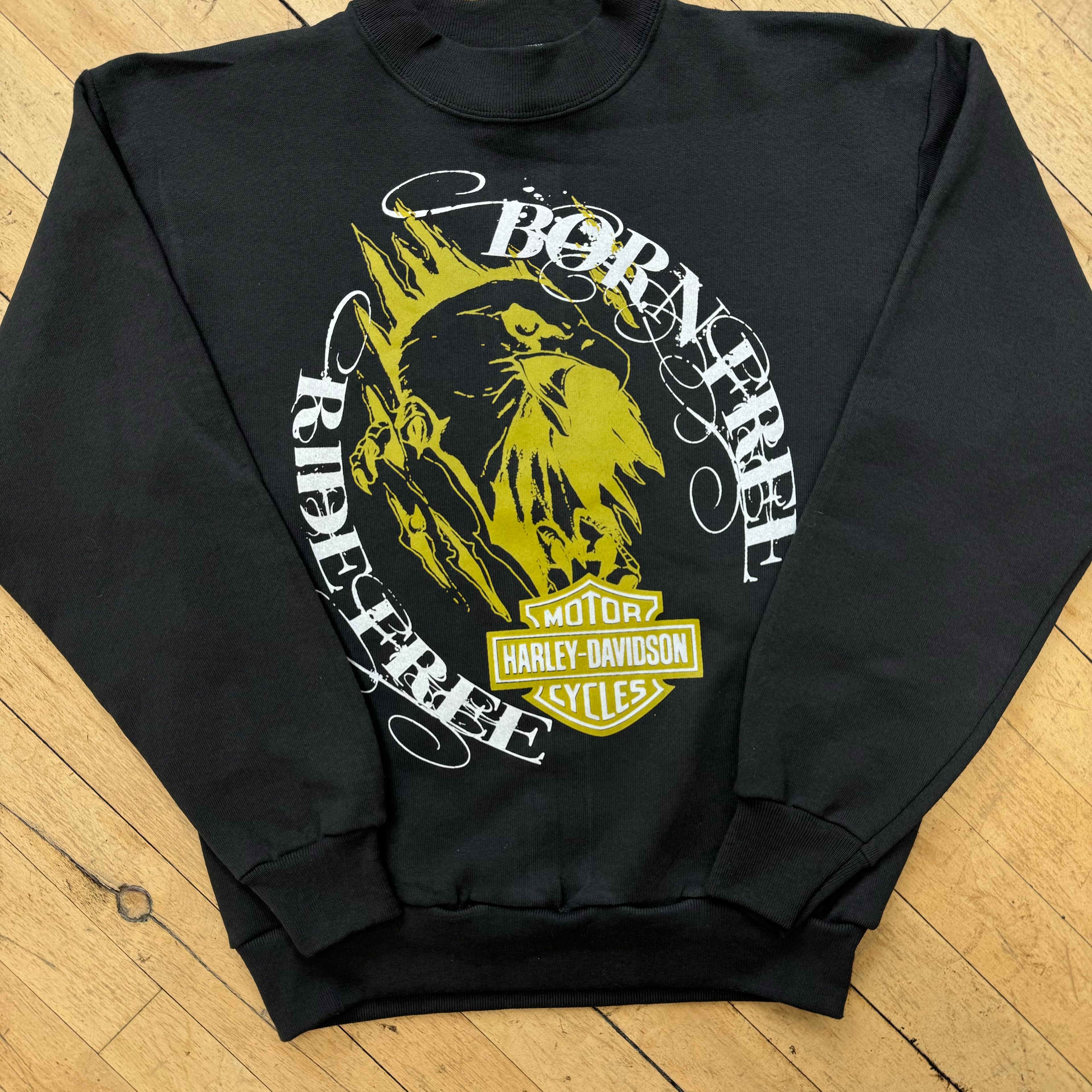 Vintage Harley Davidson Born Free Ride Free Crewneck Sz S