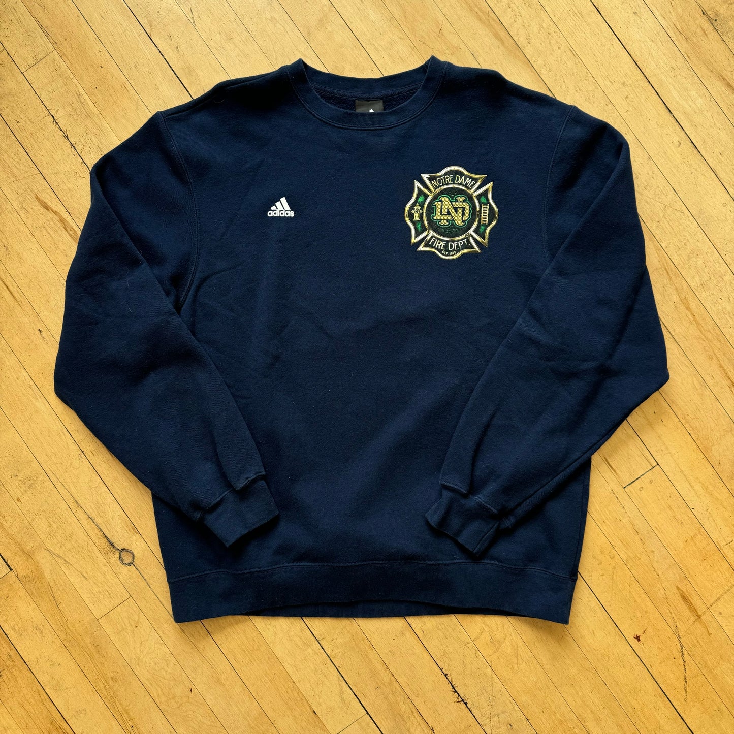 Adidas Notre Dame Fire fighting CrewNeck Sz XL