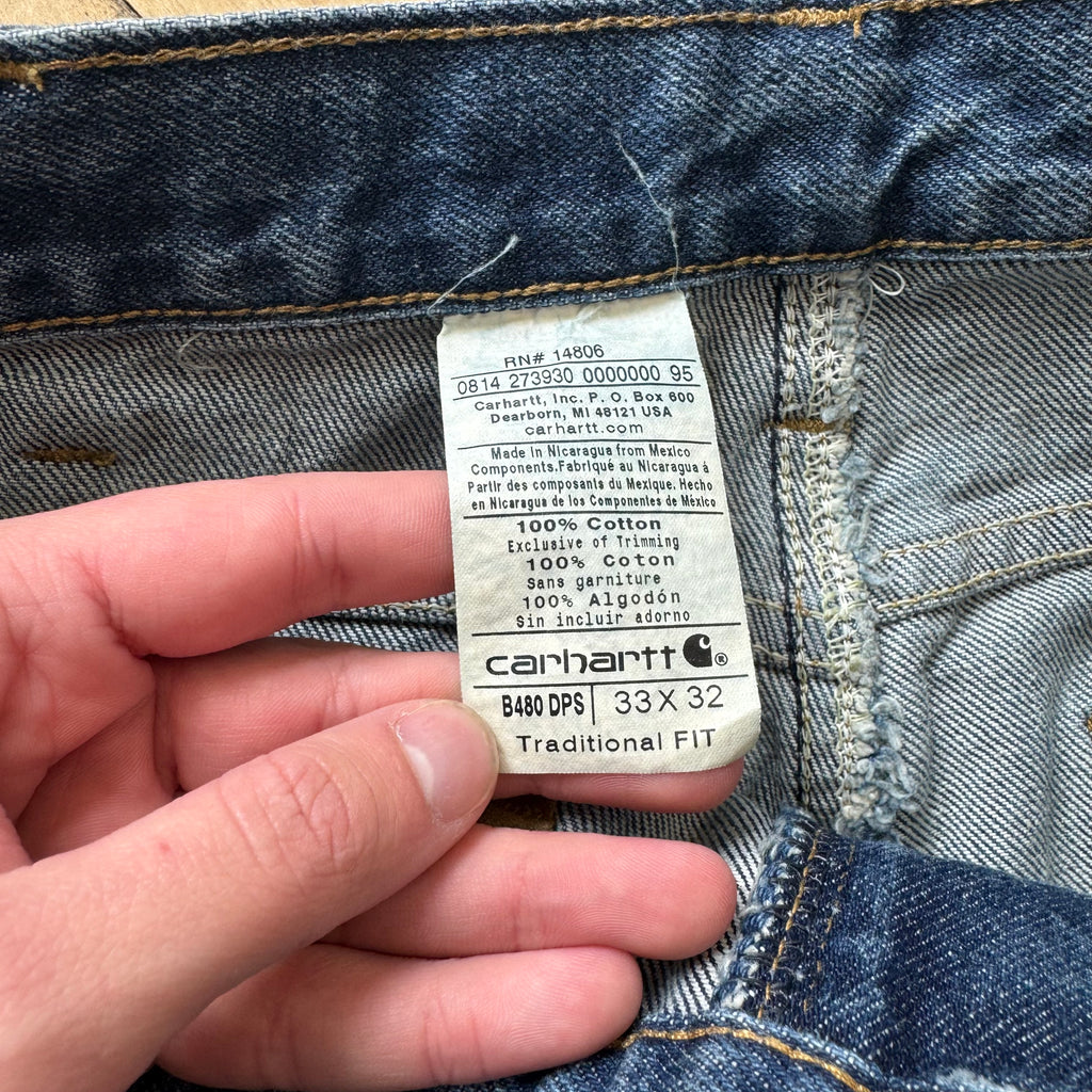 Vintage Carhartt Dark Wash Denim Jeans Sz 33x32