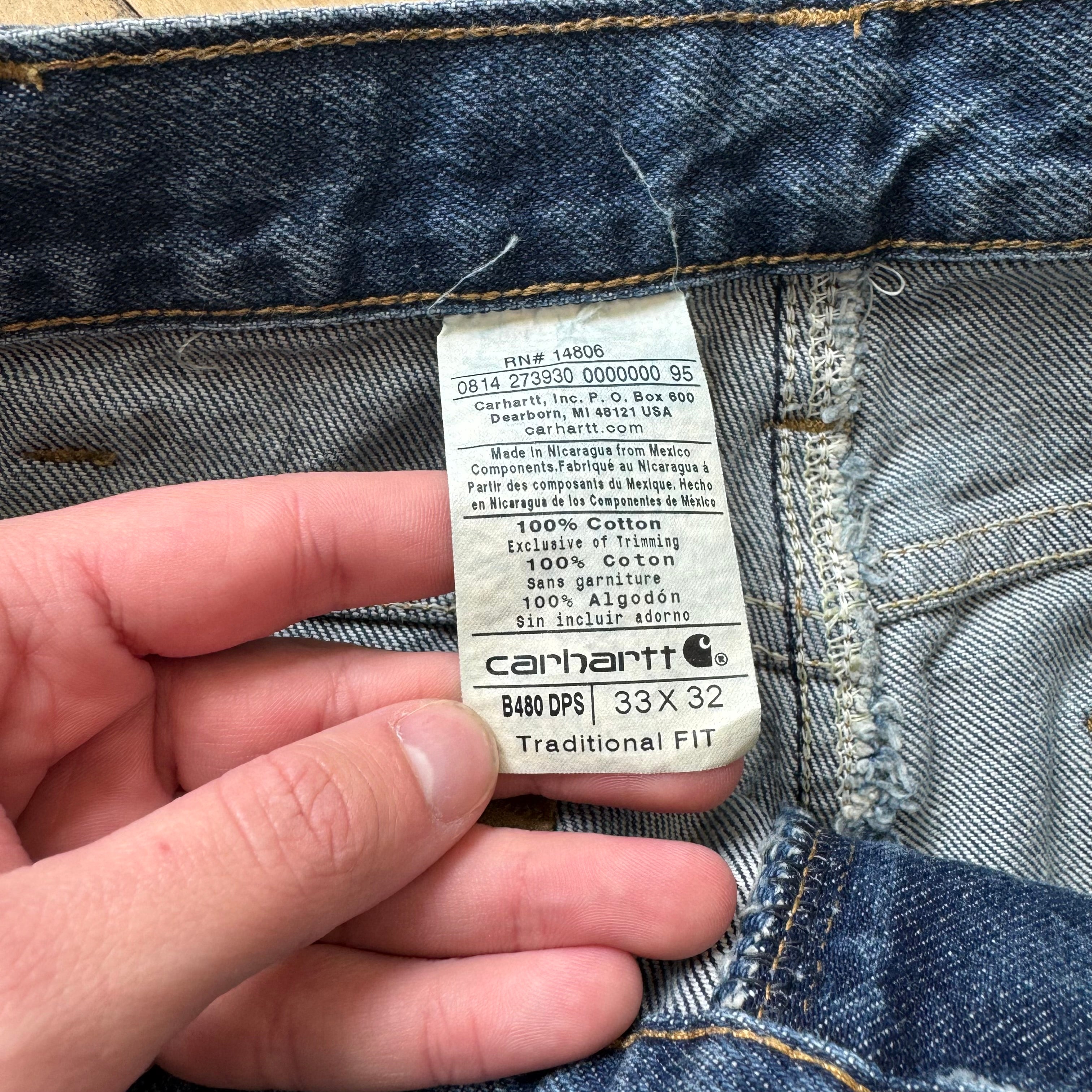 Vintage Carhartt Dark Wash Denim Jeans Sz 33x32