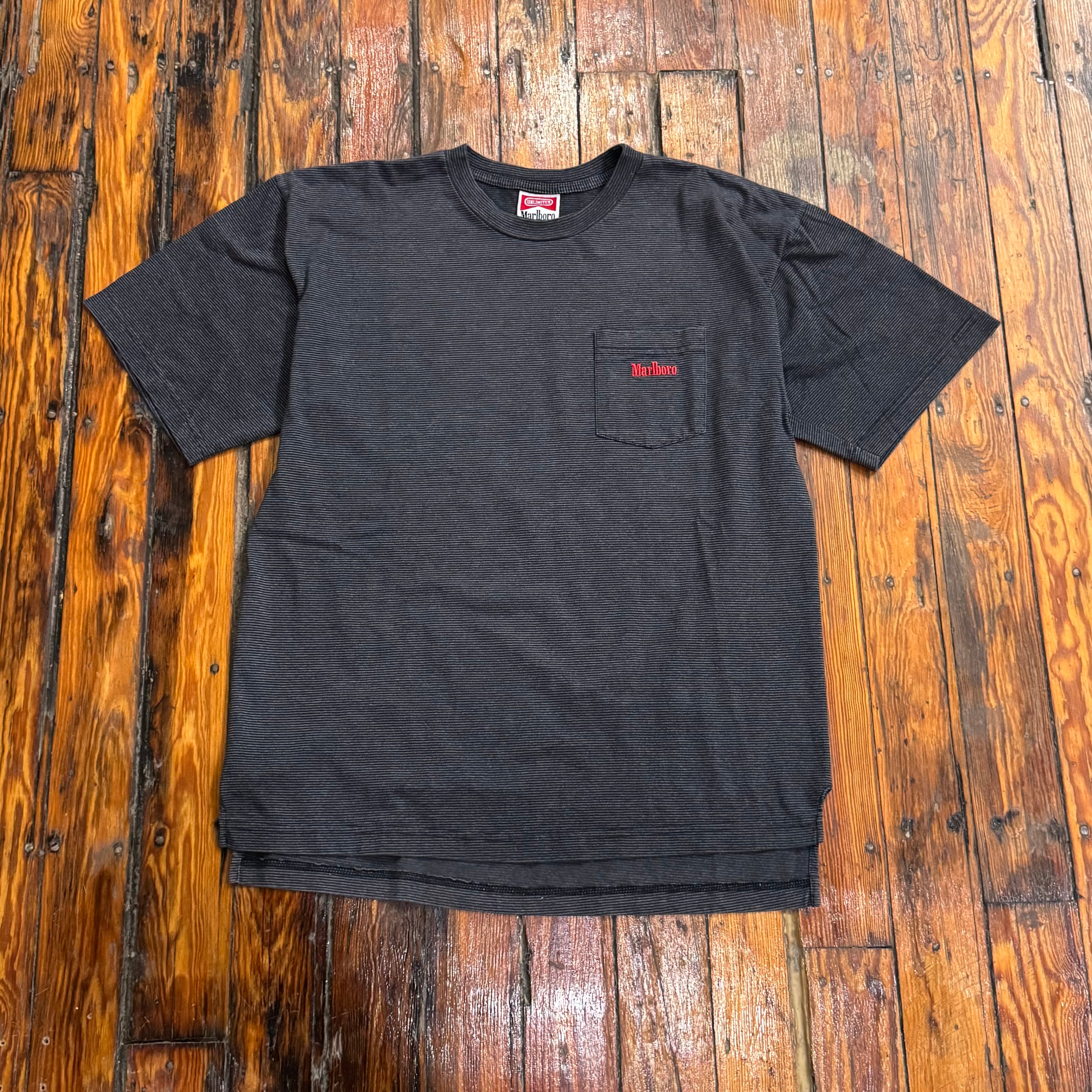 Vintage Striped Marlboro SpellOut T-shirt Sz XL