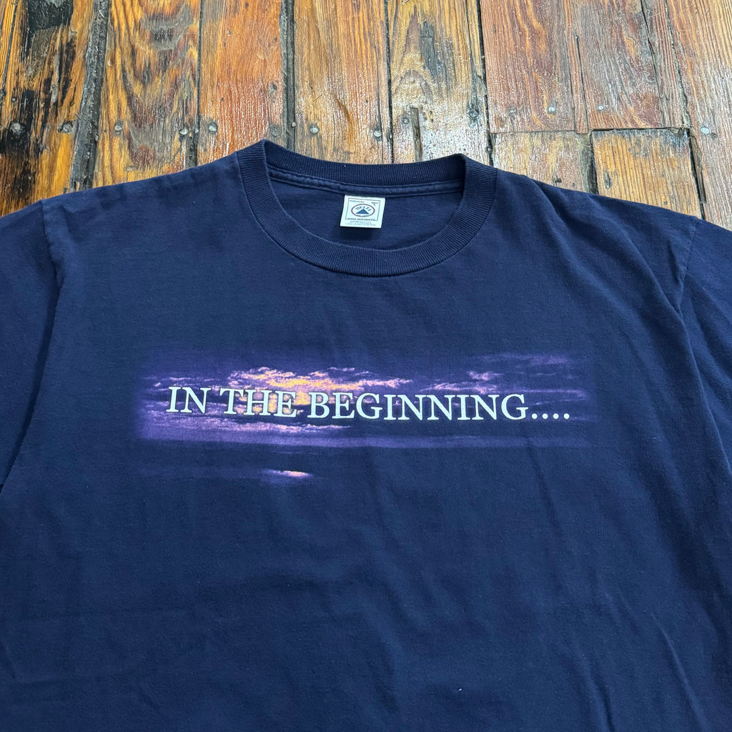 Vintage In the Beginning God T-shirt Sz L