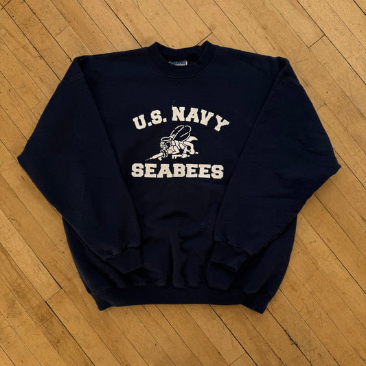 Vintage US Navy Seabees CrewNeck Sz XL