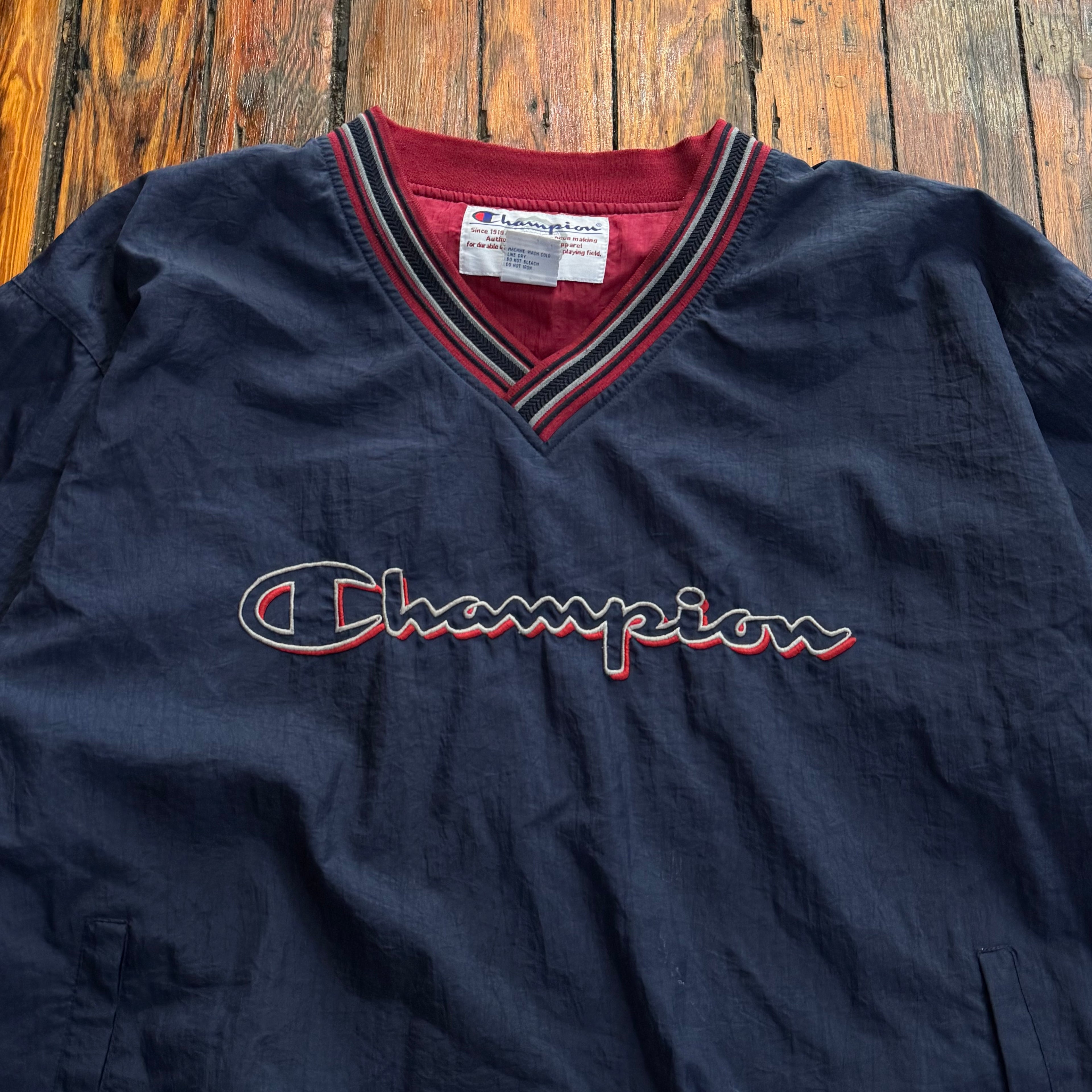 Vintage Champion SpellOut Pull Over Jacket Sz XL