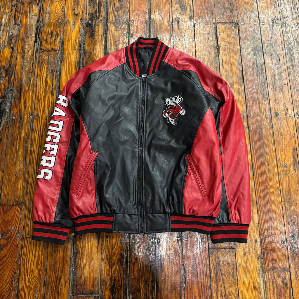 Vintage Wisconsin Badgers Leather Jacket Sz M