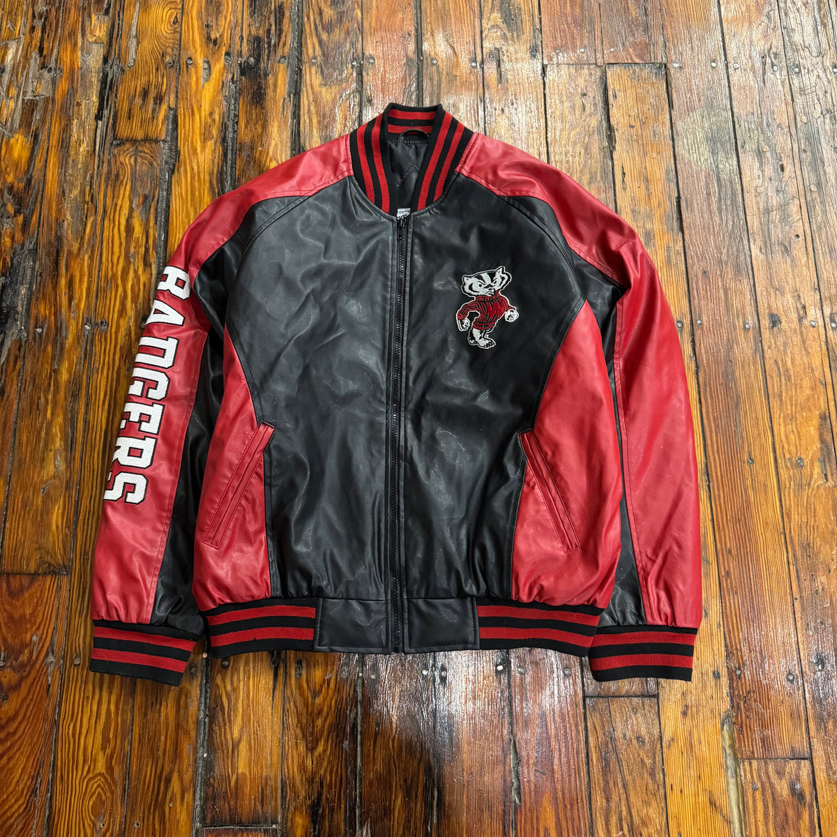 Vintage Wisconsin Badgers Leather Jacket Sz M
