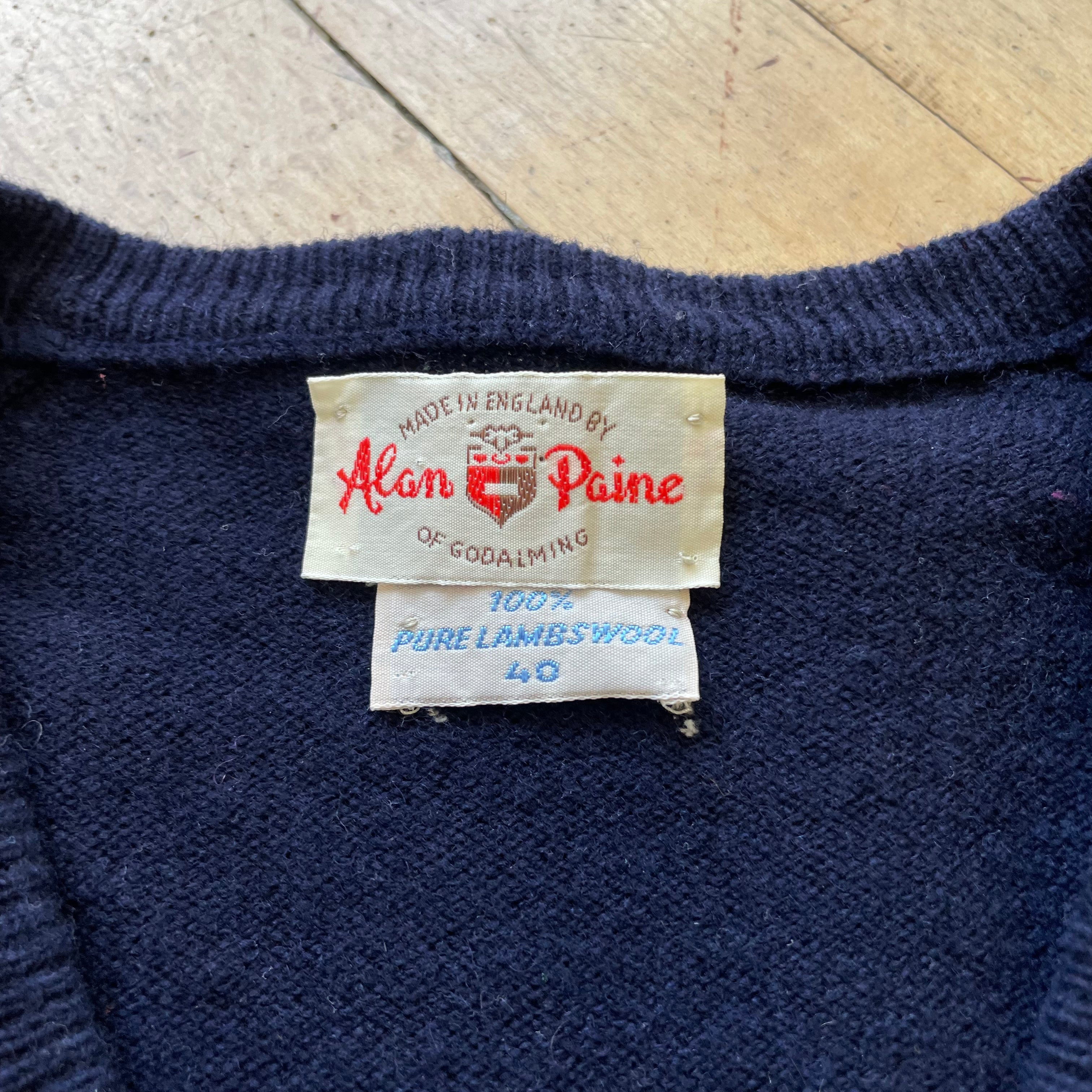 80s Lambswool Navy Sweater Sz M