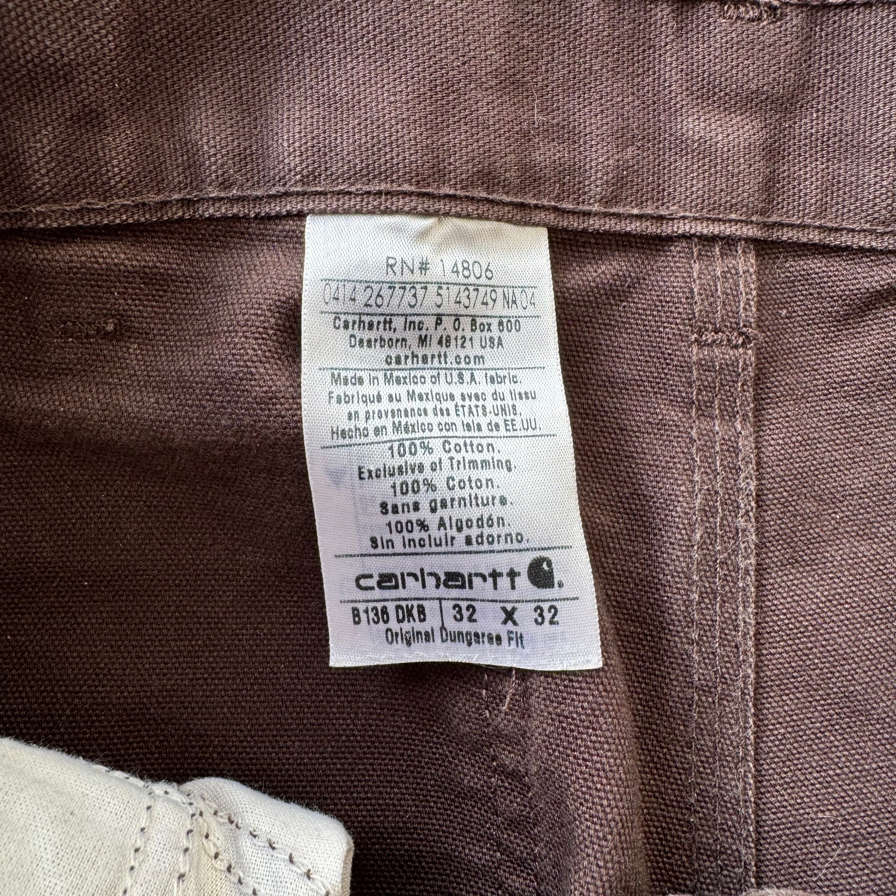 Vintage Brown Carhartt Double Knee Denim Jeans Sz 32x32