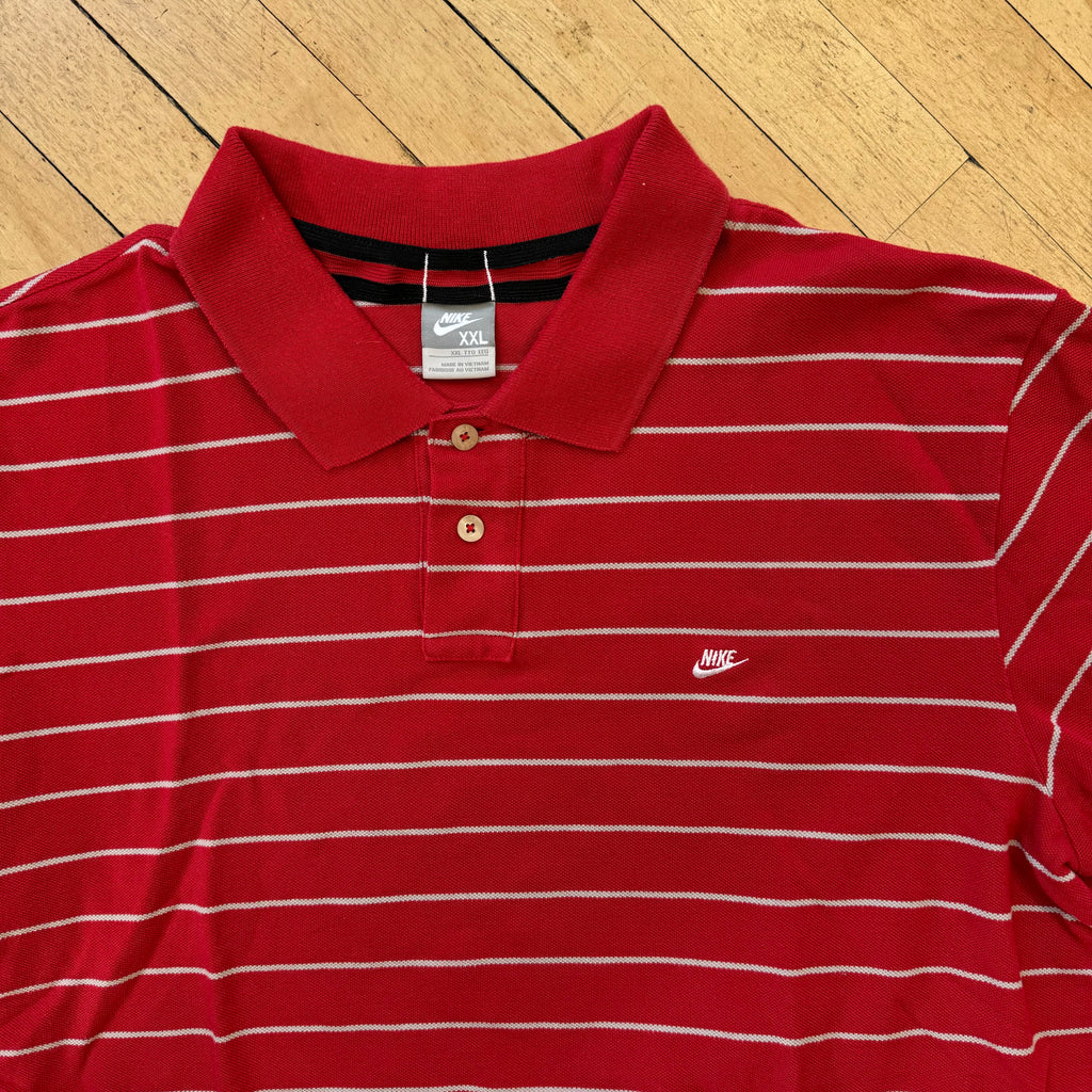 Vintage Striped Nike Polo T-shirt Sz L