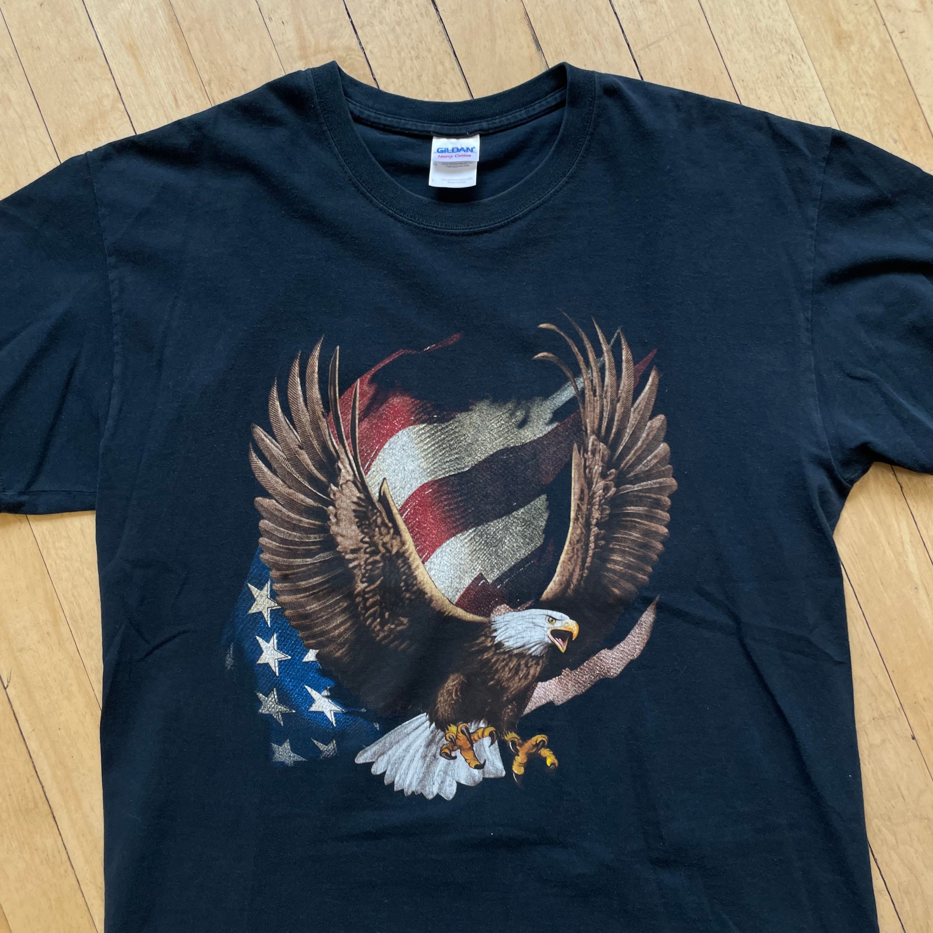 2000s Eagle Flag Biker Graphic T-shirt Sz M