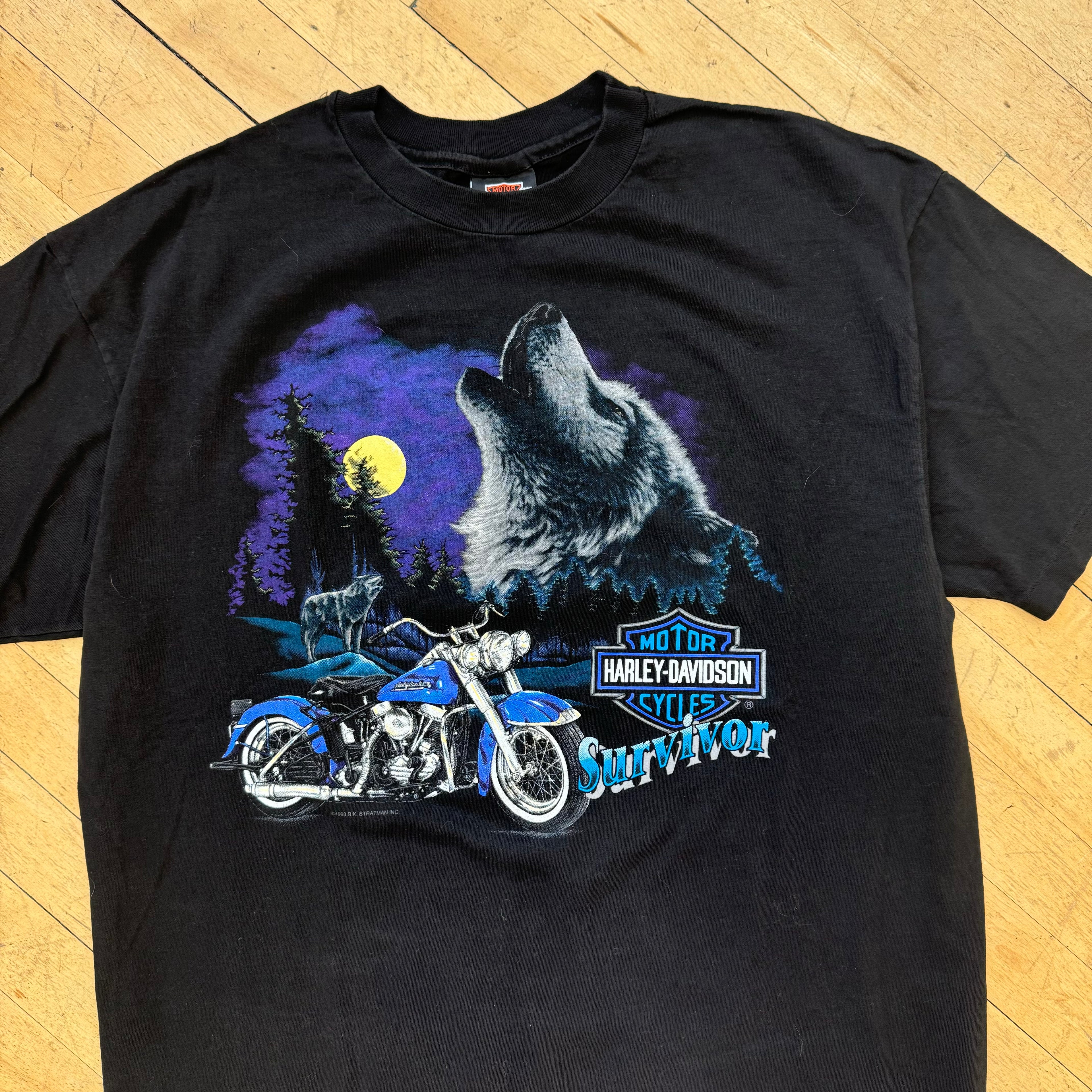 Vintage Harley Davidson Wolf howling Moon T-shirt Sz XL