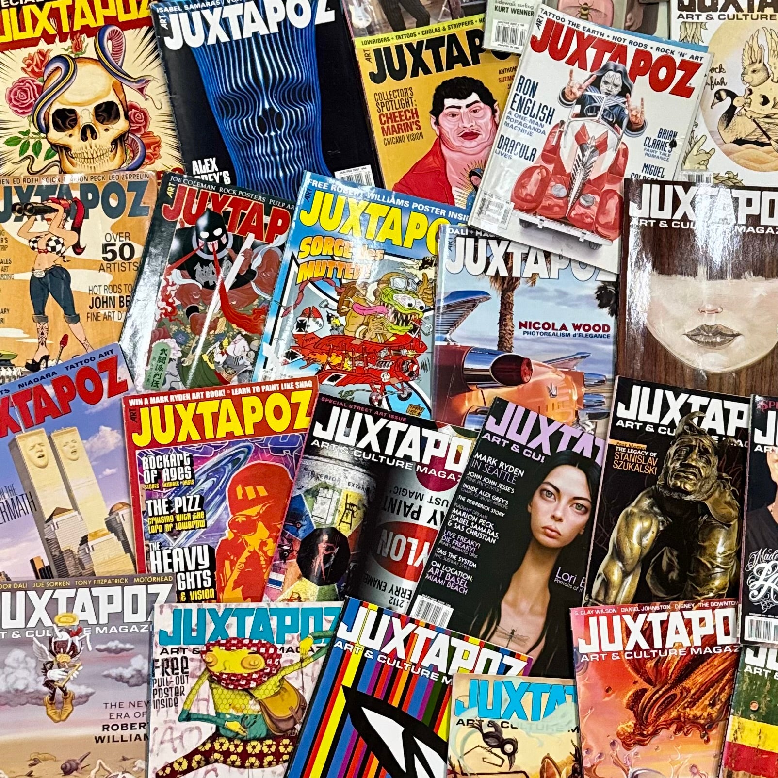 An assortment of 20 JUXTAPOZ Magazines