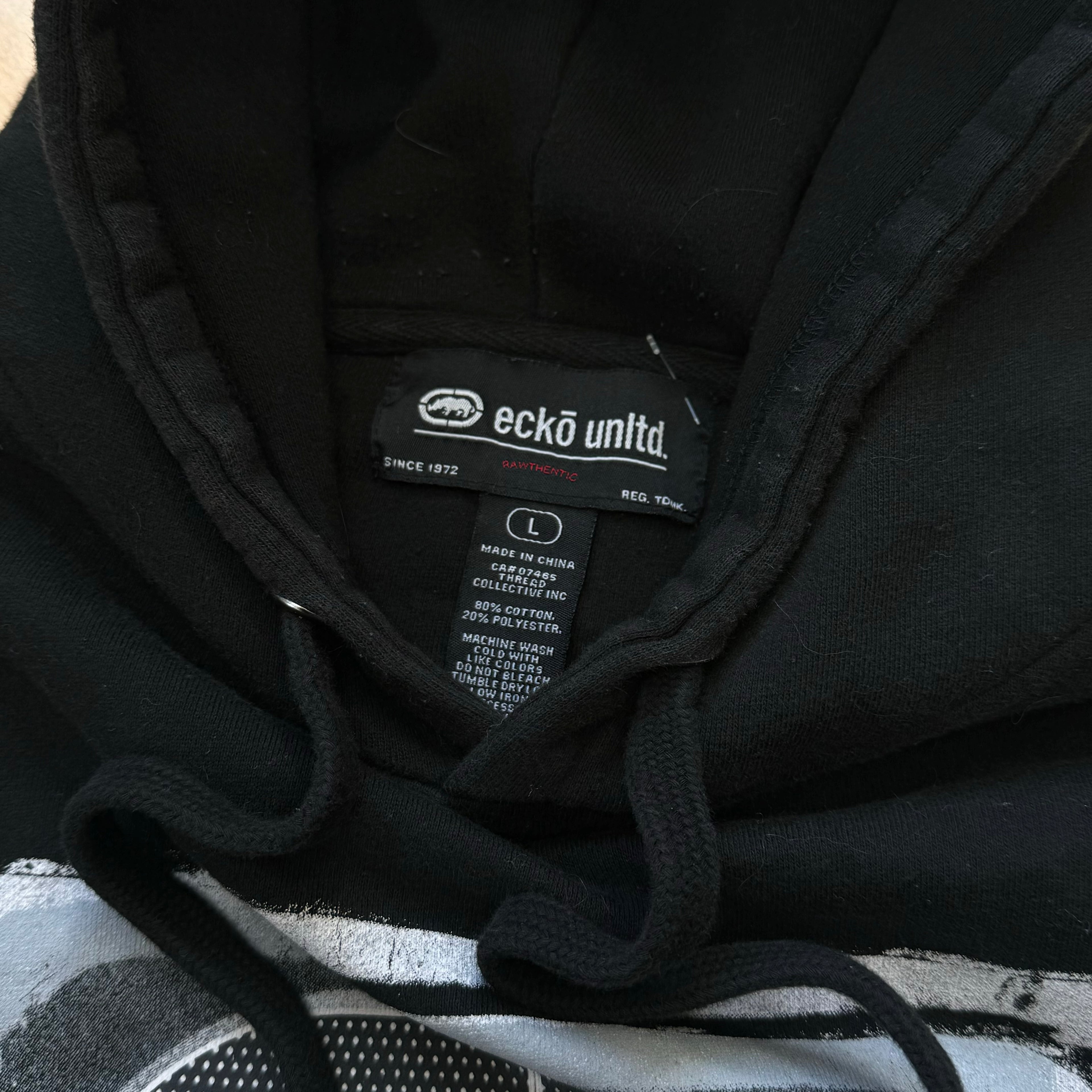 Y2K Ecko United Logo Hoodie Sz L