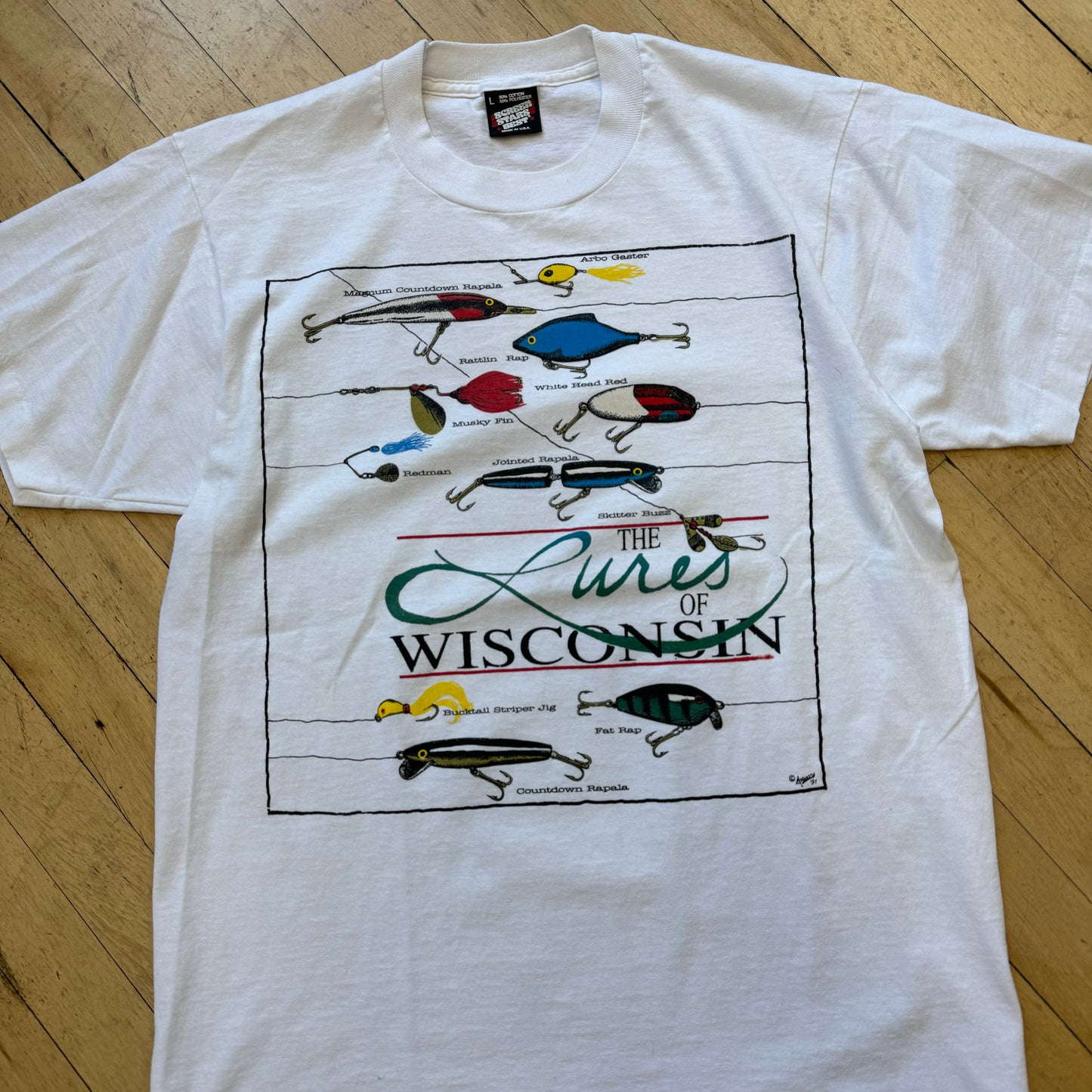 Vintage Lures Of Wisconsin T-shirt Sz L