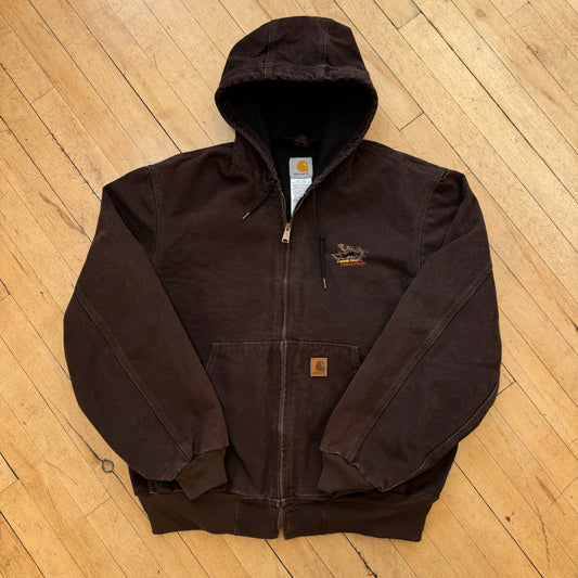 Vintage Brown Carhartt Hooded Workwear Jacket Sz L