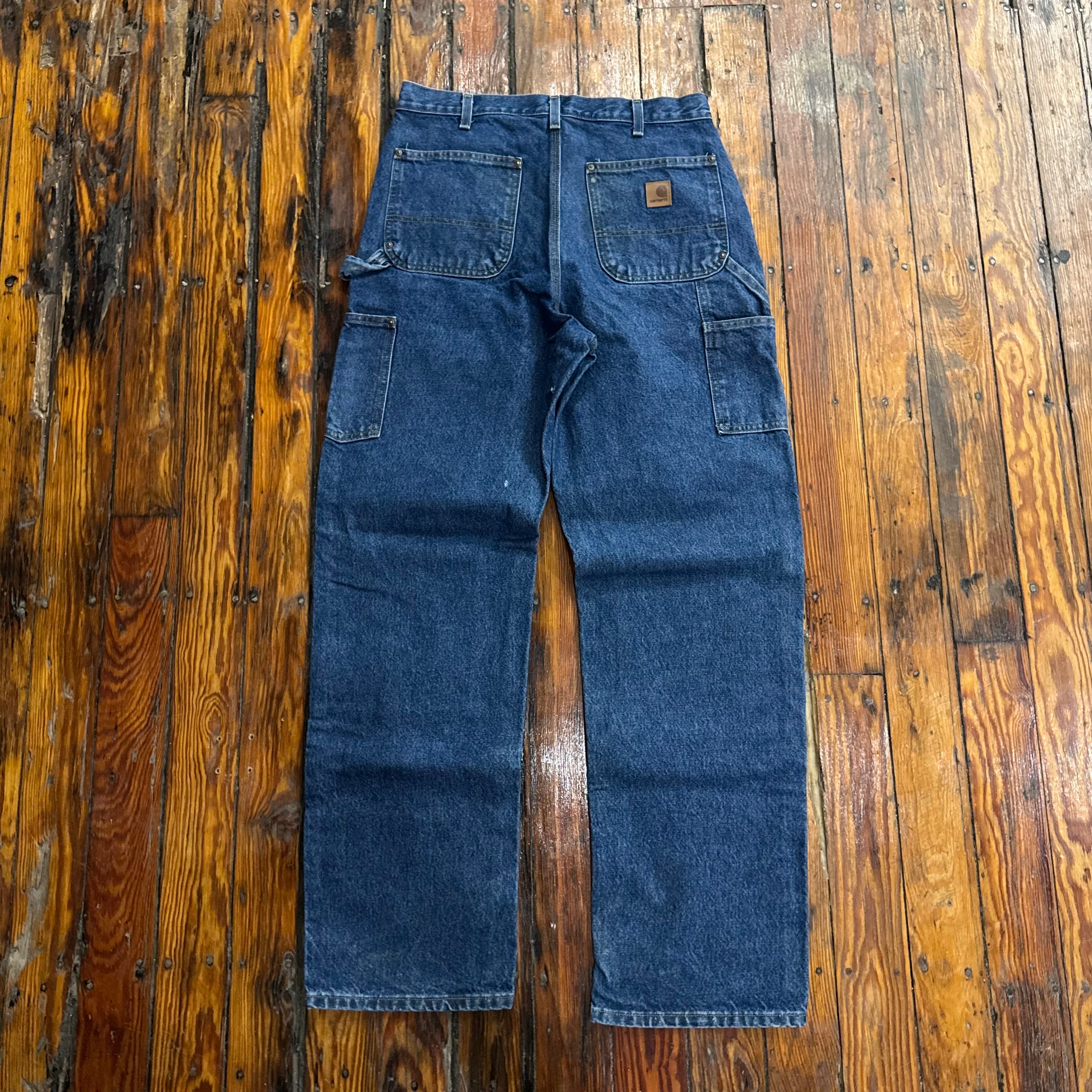 Vintage Carhartt Dark Wash Denim Double Knees Sz 33x34