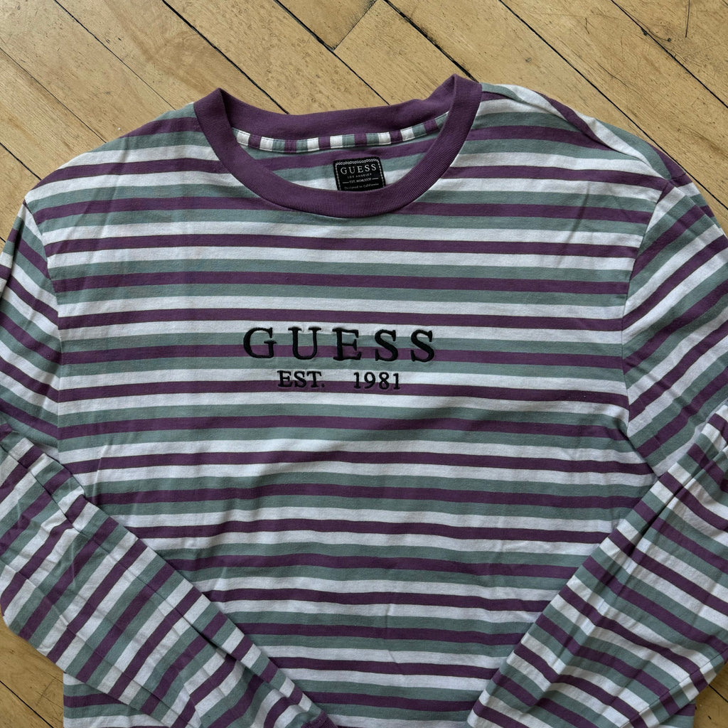 Y2K Guess Striped Long Sleeve T-shirt Sz L