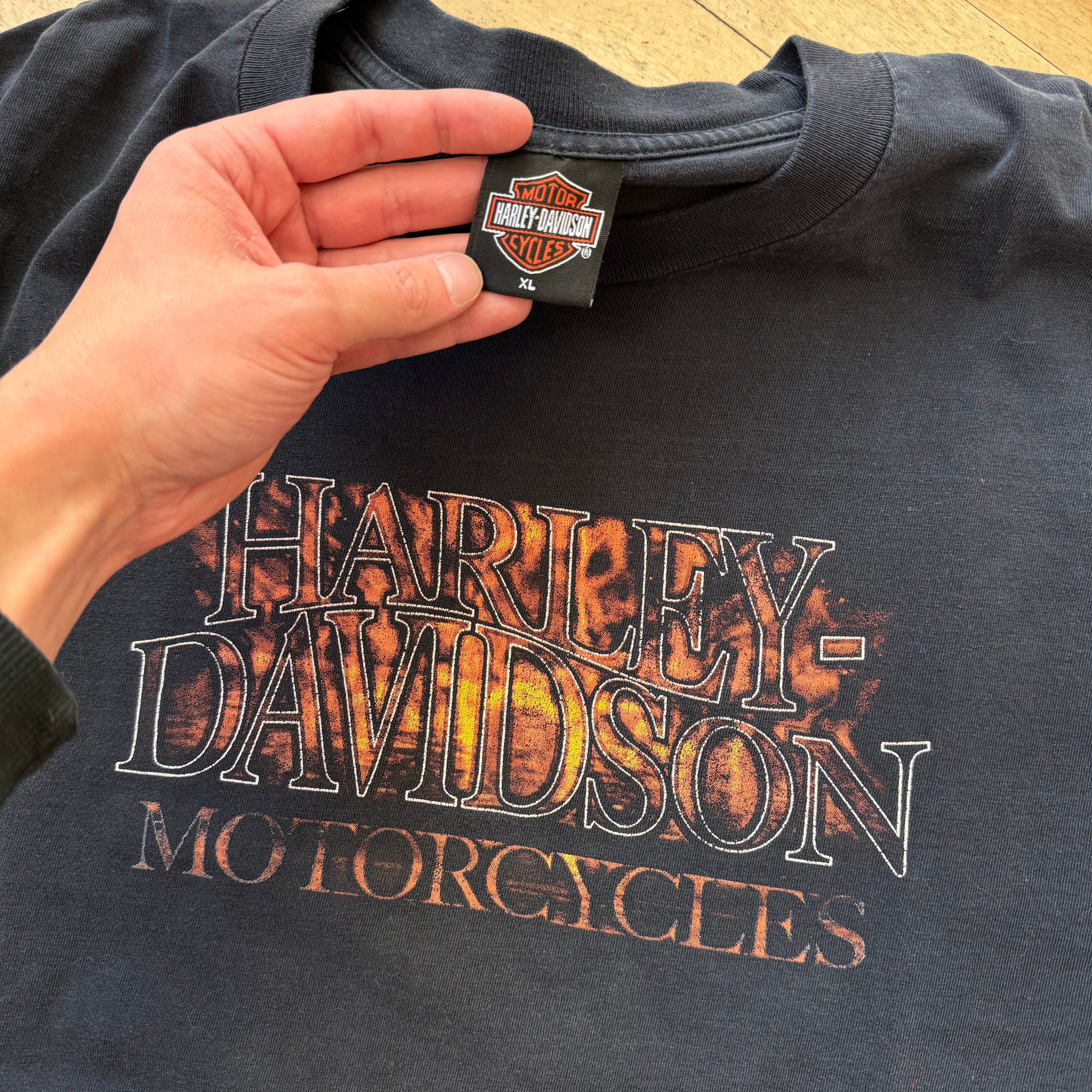 Harley Davidson Flame SpellOut T-shirt Sz XL