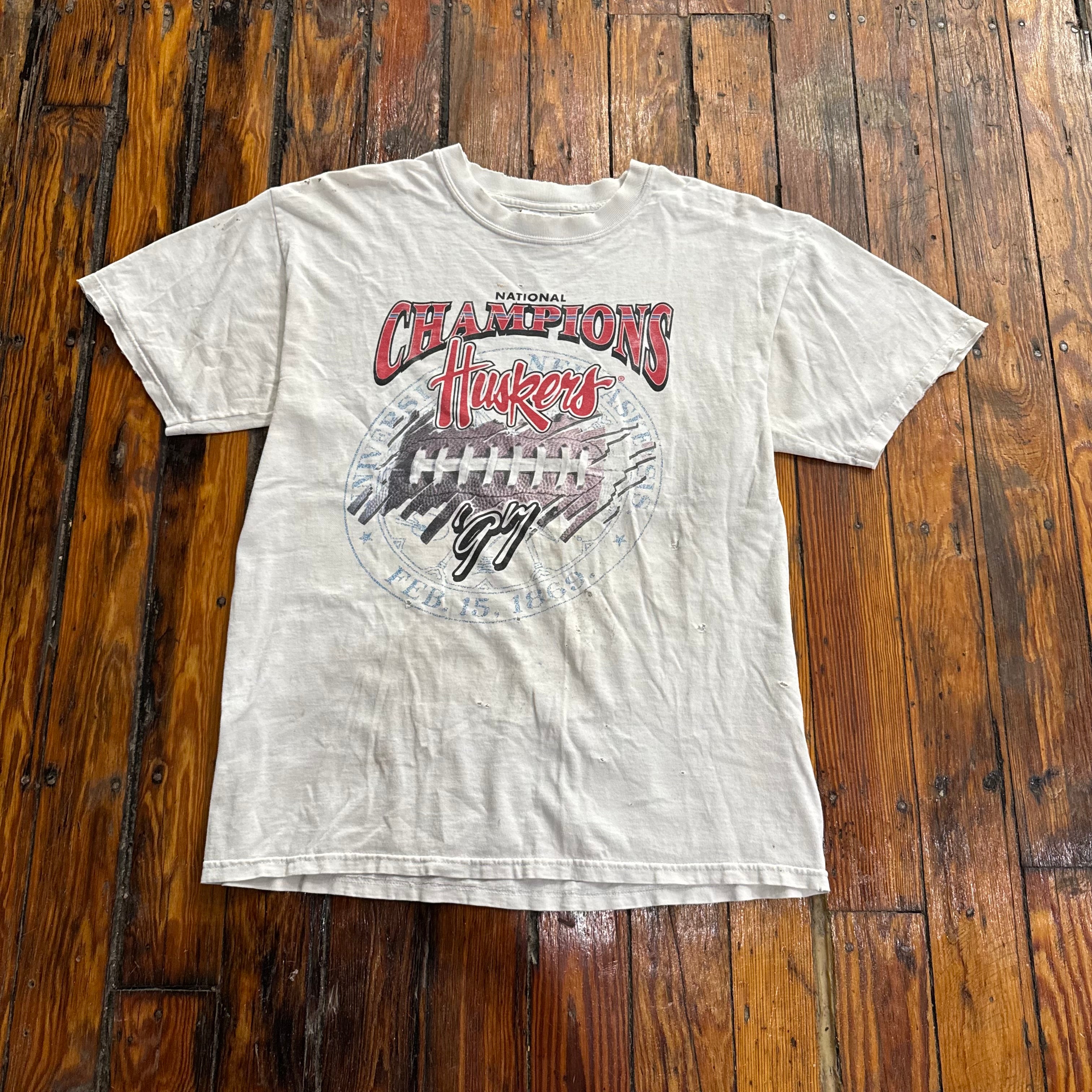 Vintage Nebraska Huskers Football T-shirt Sz L