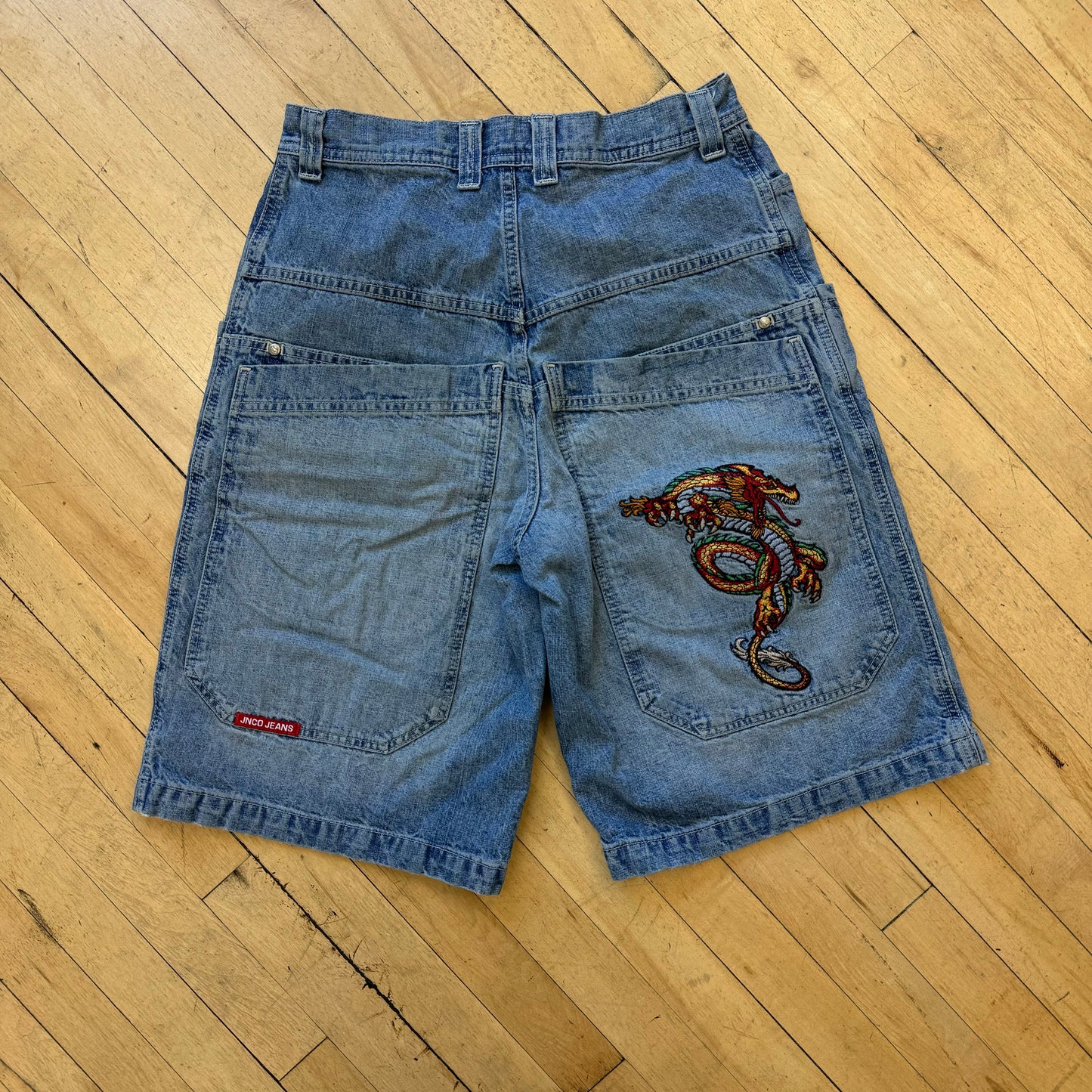 Vintage Embroidered Dragon Jnco Jean shorts Sz 31