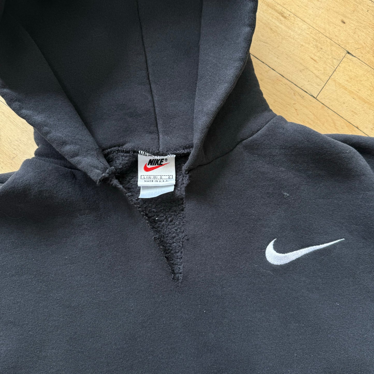 Vintage Nike Simple Swoosh Hoodie Sz YTH L