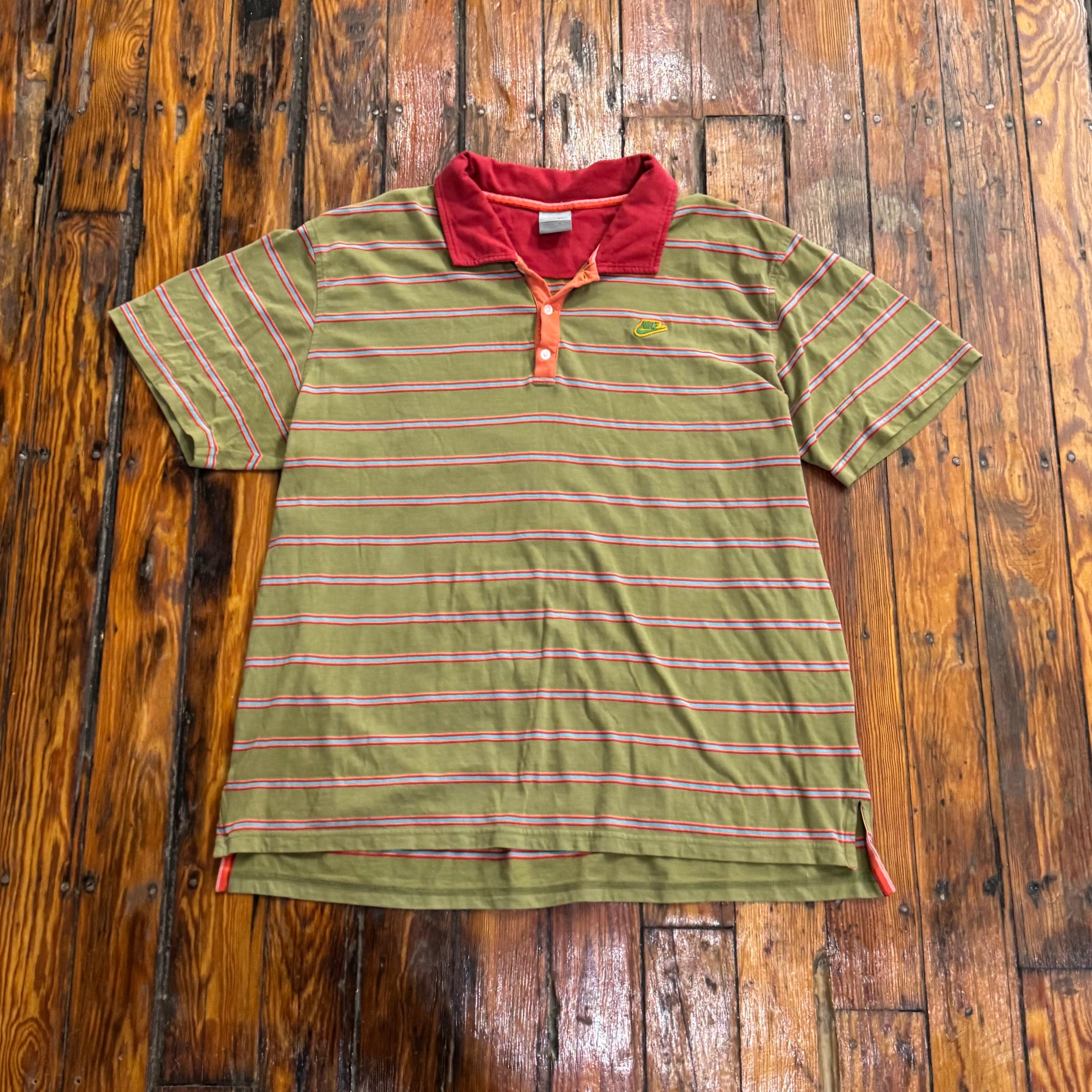 Vintage Nike Striped Polo T-shirt Sz XL