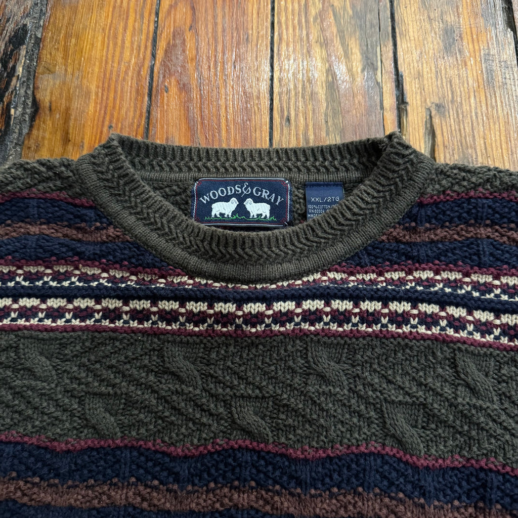 Vintage Woods & Gray Knitted Sweater Sz XL