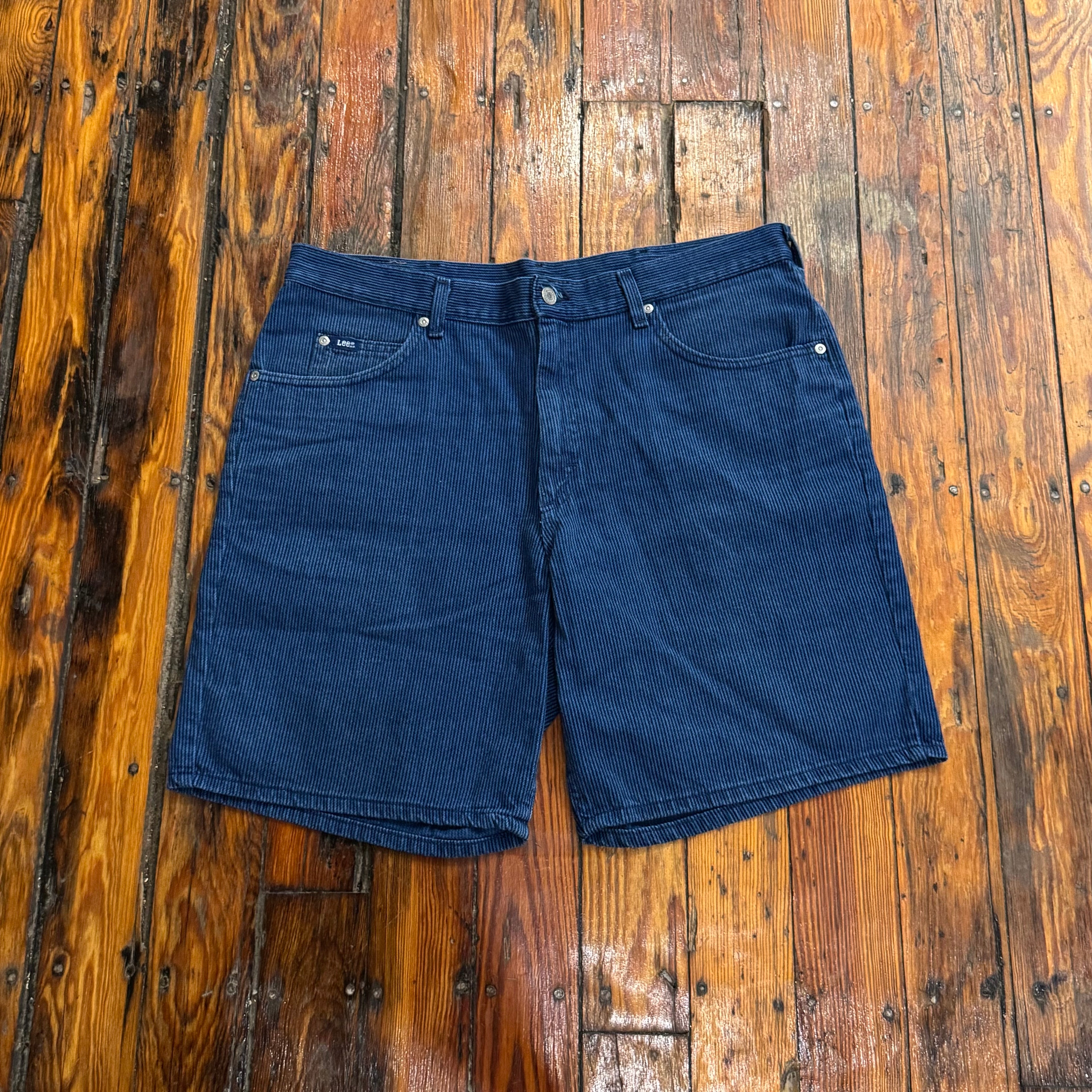 Vintage Lee Pinstripe Denim Jean Shorts Sz 38