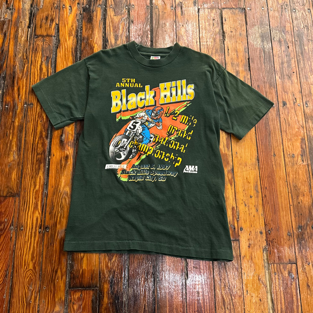 Vintage Black Hills Pro Racing Moto Cross T-shirt Sz L