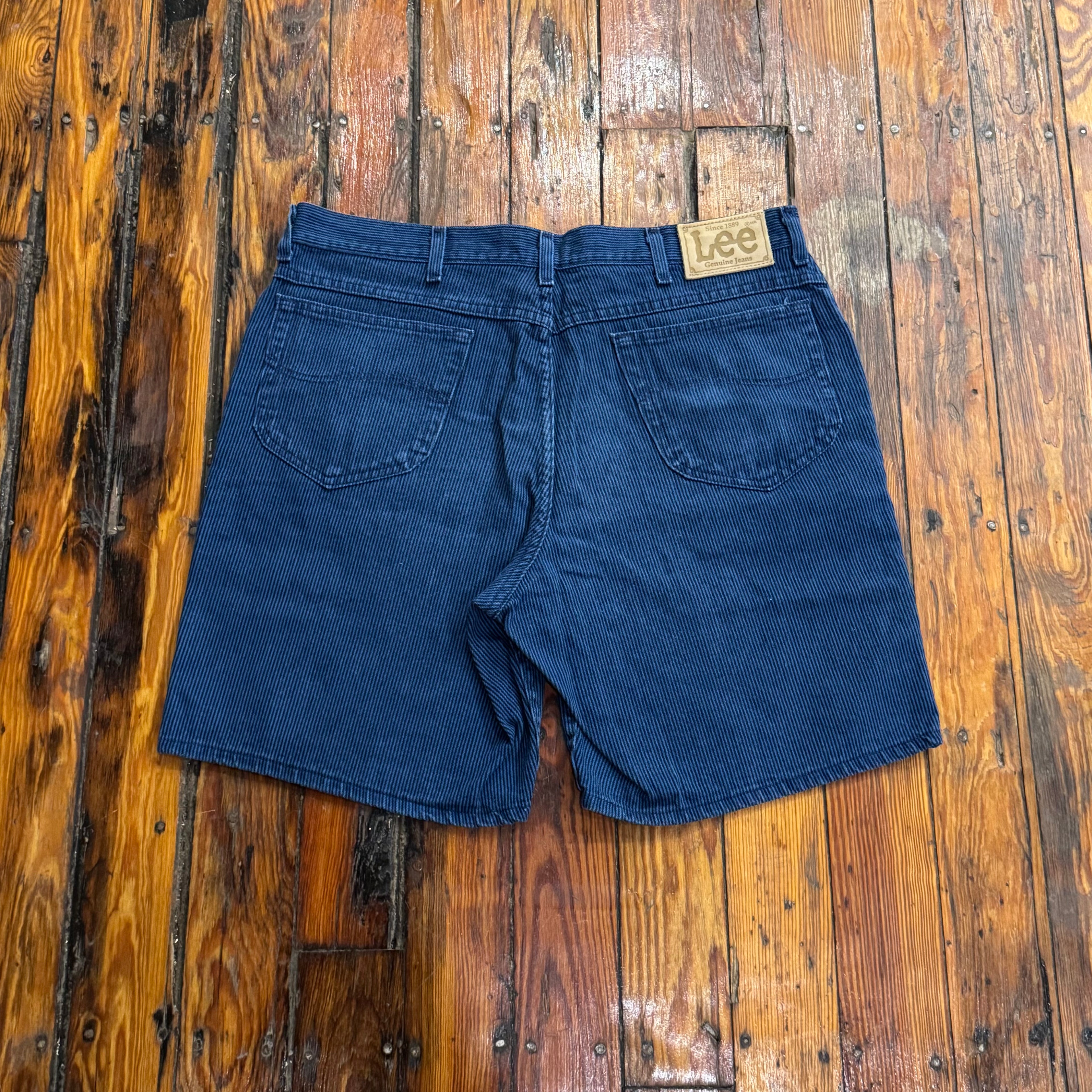 Vintage Lee Pinstripe Denim Jean Shorts Sz 38