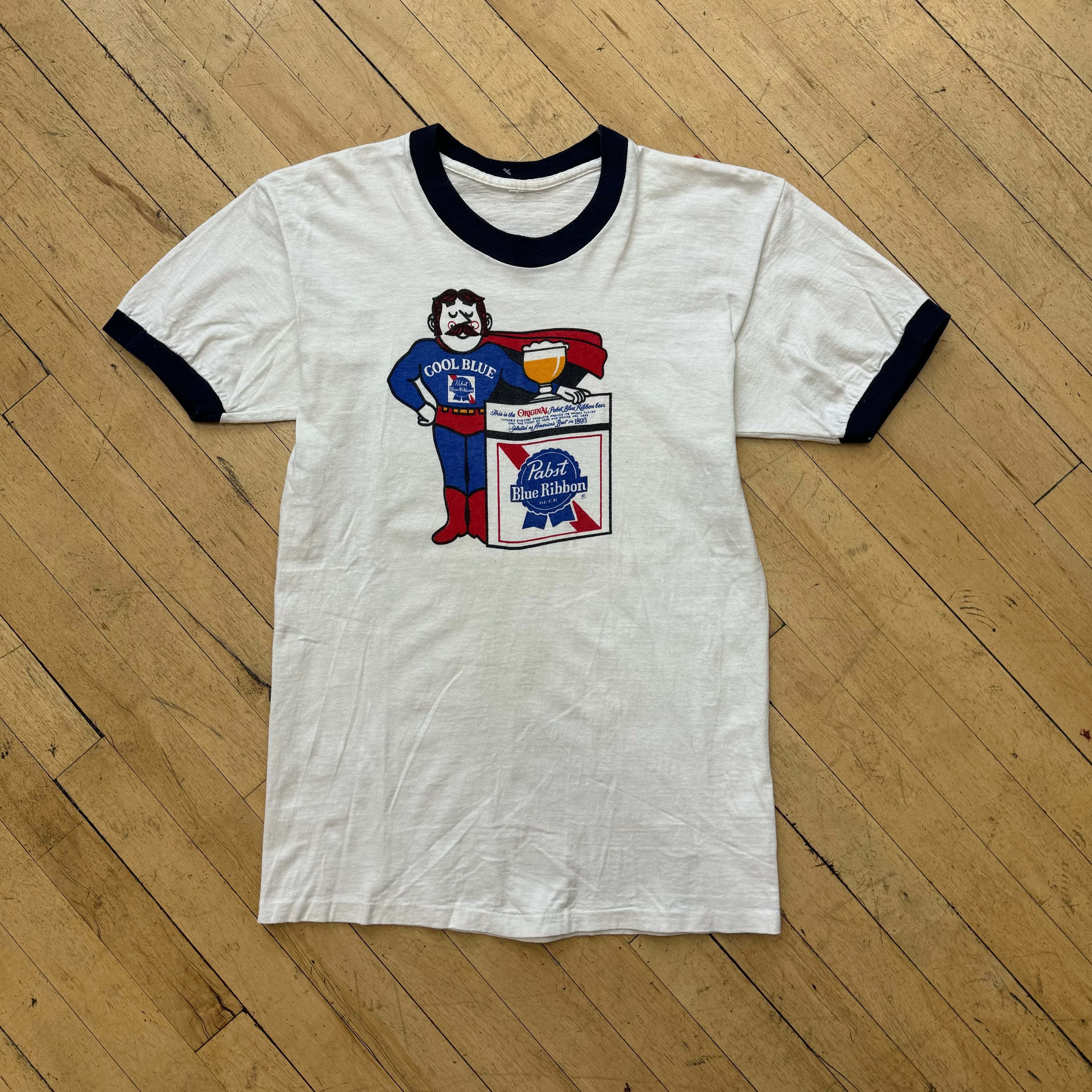 Vintage Blue Ribbon Beer Ringer T-shirt Sz M