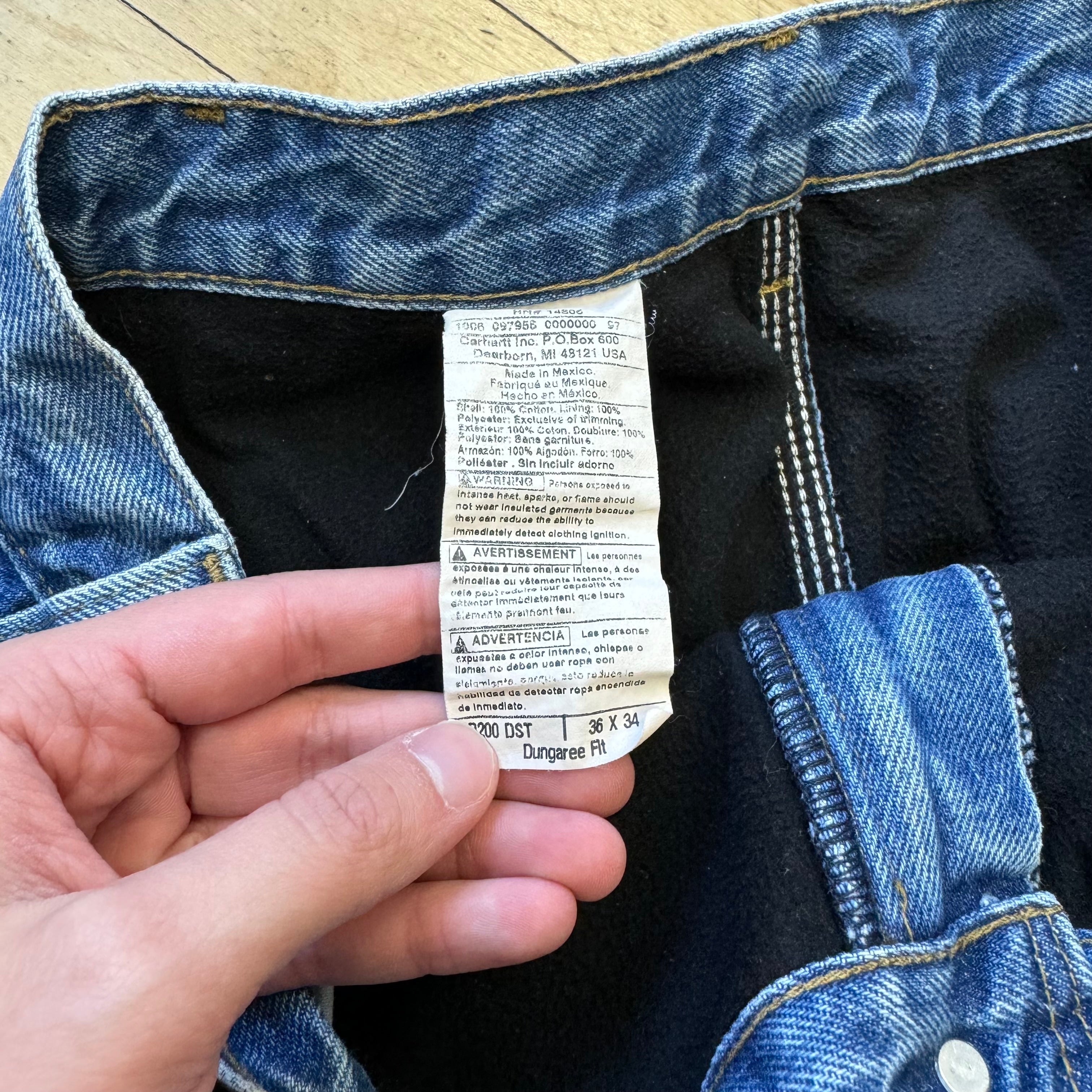 Vintage Blanket Lined Carhartt Denim Jeans Sz 36x34
