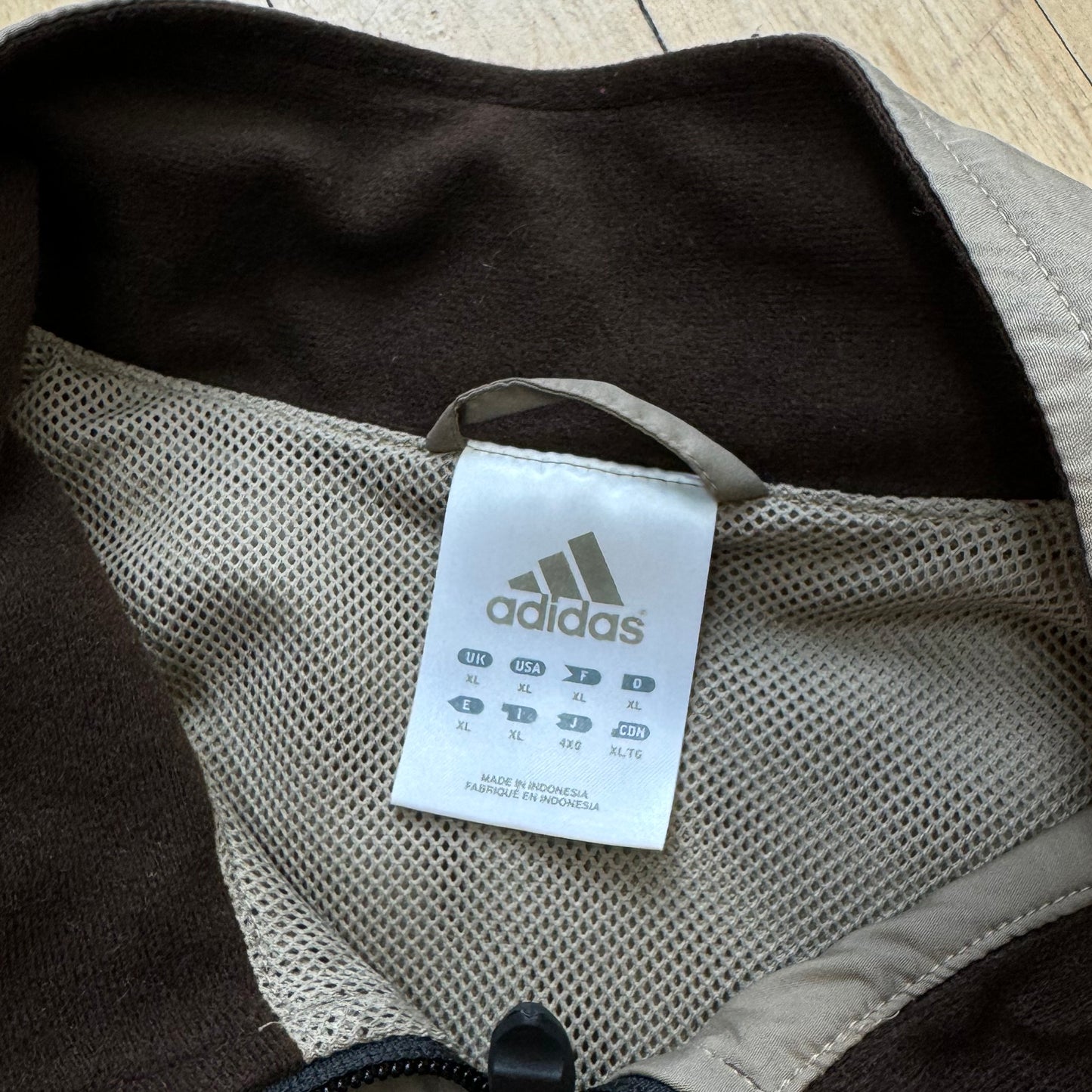 Y2K Tan Adidas Quarter Zip Jacket Sz XL