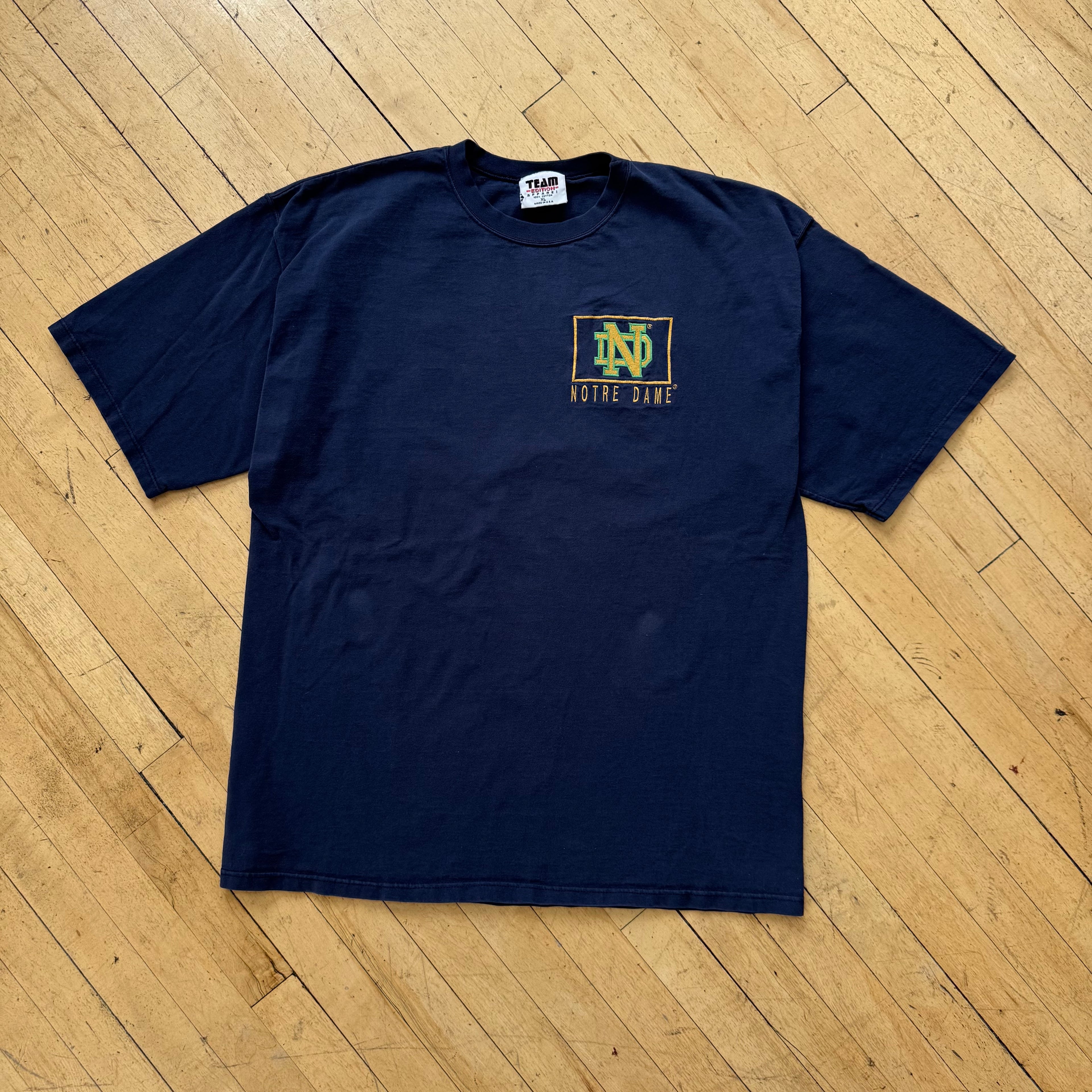 Vintage Notre Dame Embroidered T-shirt Sz XL