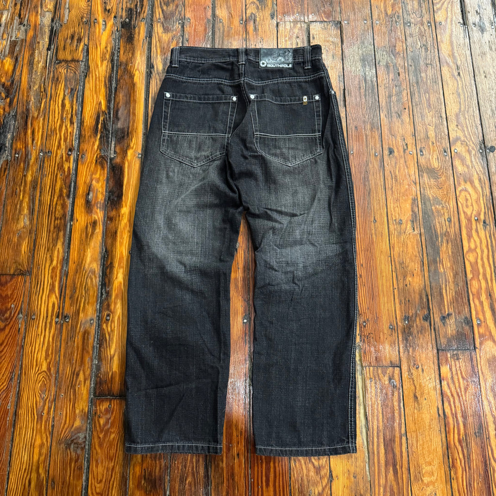Y2K SouthPole Faded Black Denim Jeans Sz 32