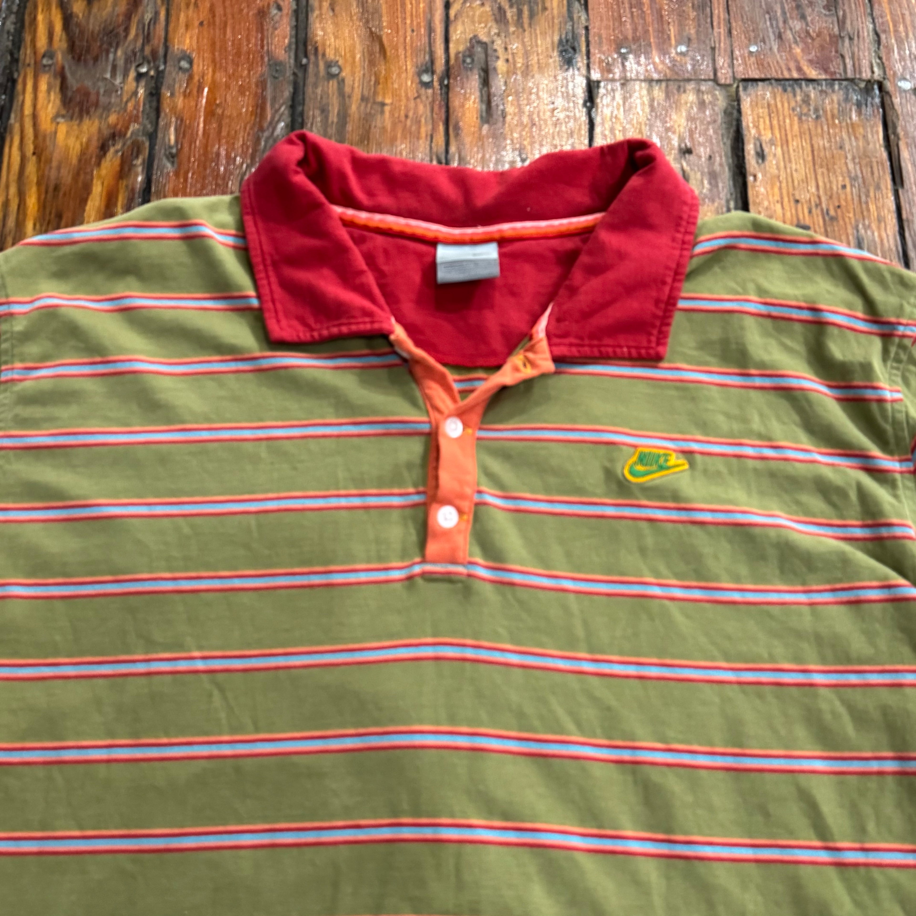 Vintage Nike Striped Polo T-shirt Sz XL