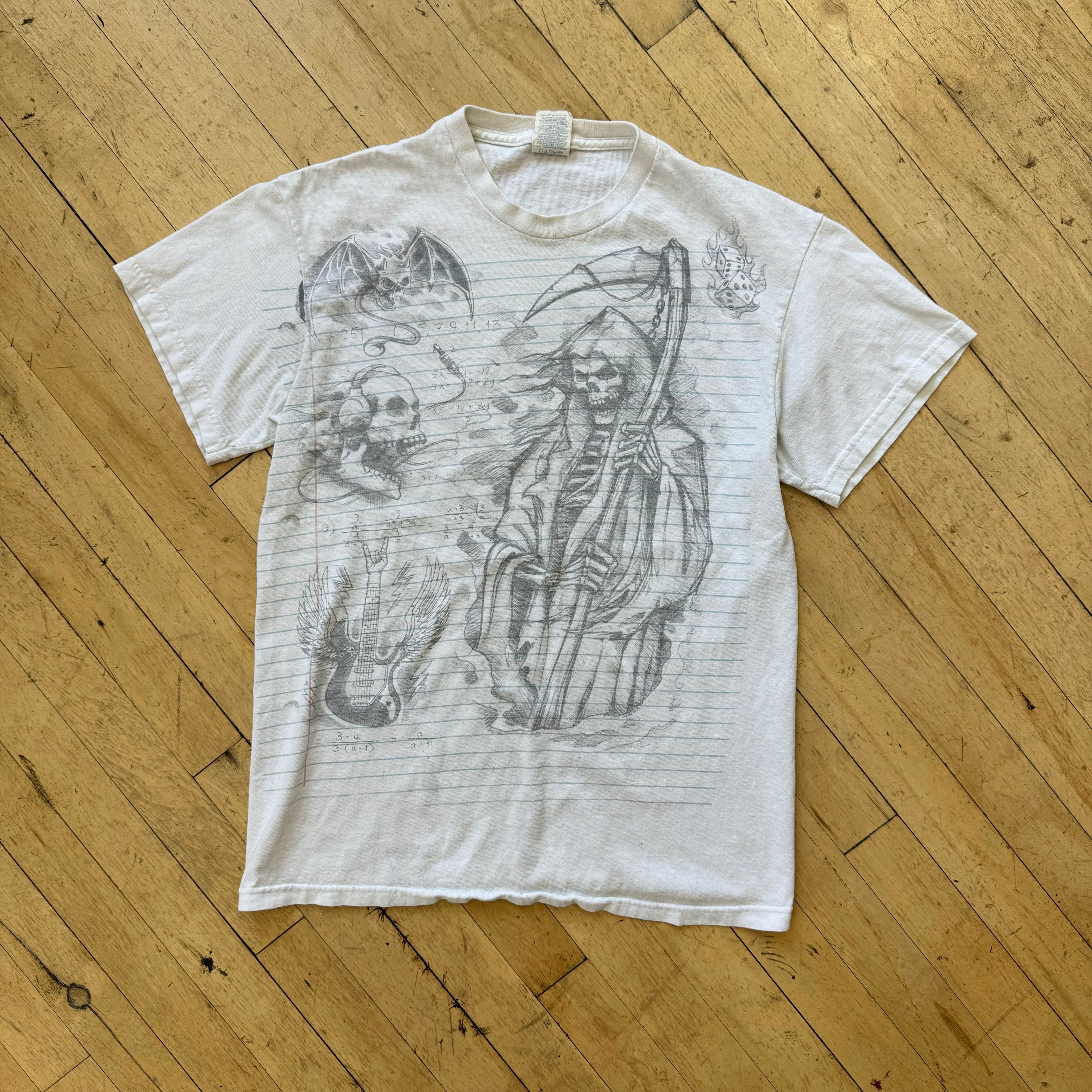 Y2K Grim Reaper Paper T-shirt Sz M