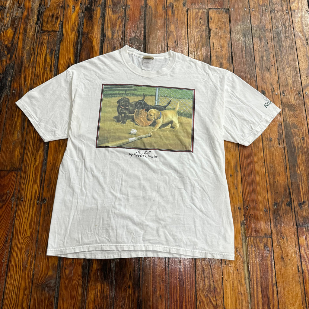 Vintage Red Head Play Ball Dog T-shirt Sz XL