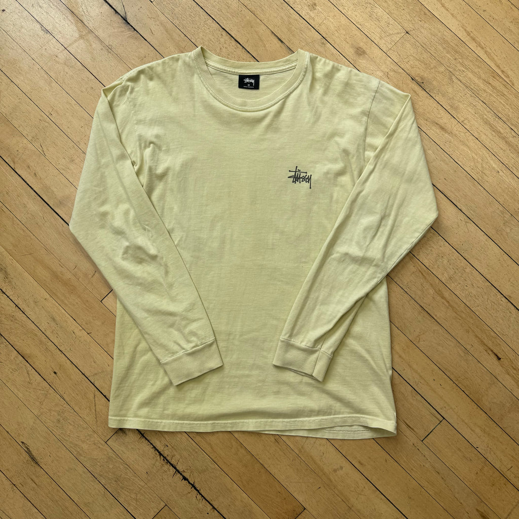 Stussy Light Yellow Classic Logo L/S T-shirt Sz M