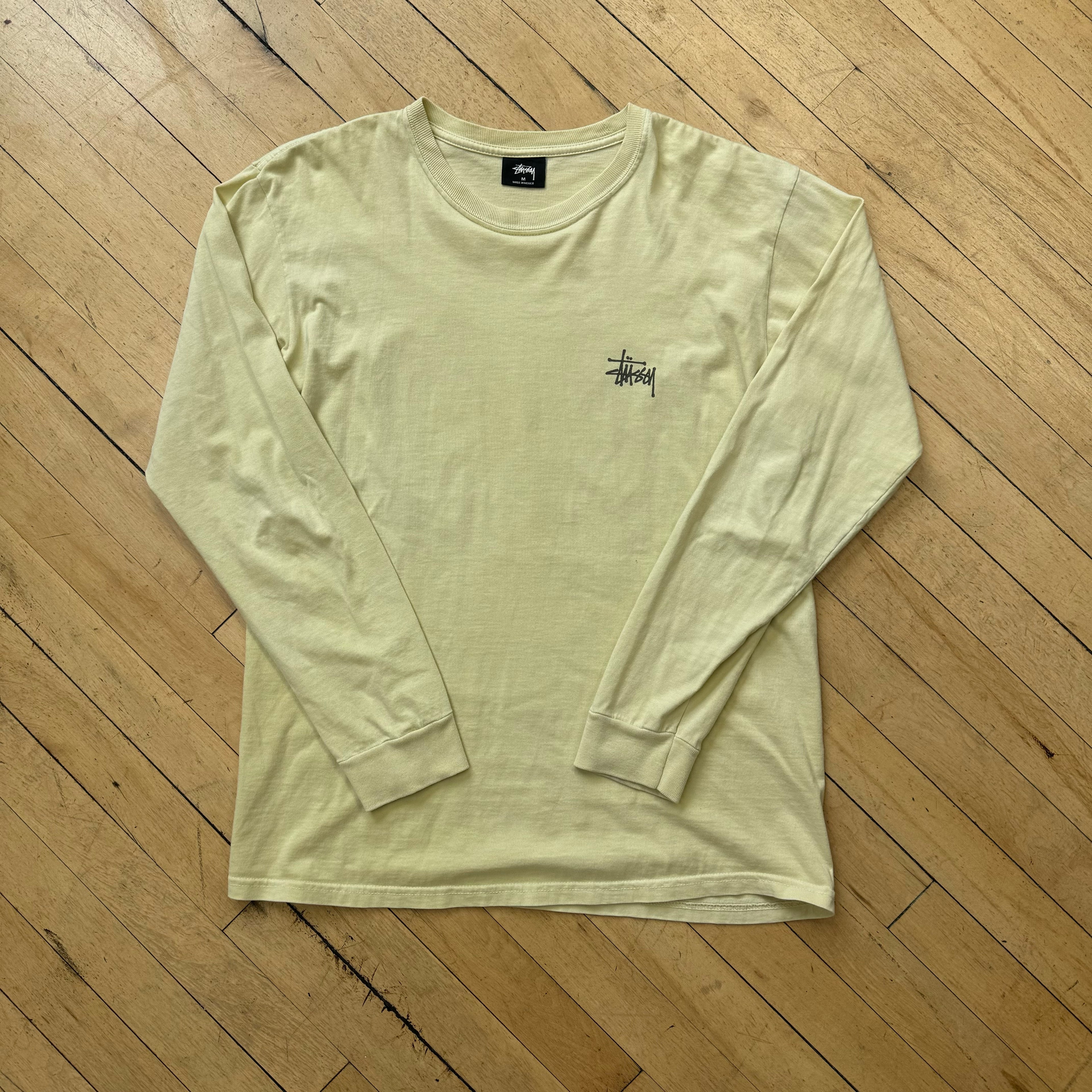 Stussy Light Yellow Classic Logo L/S T-shirt Sz M