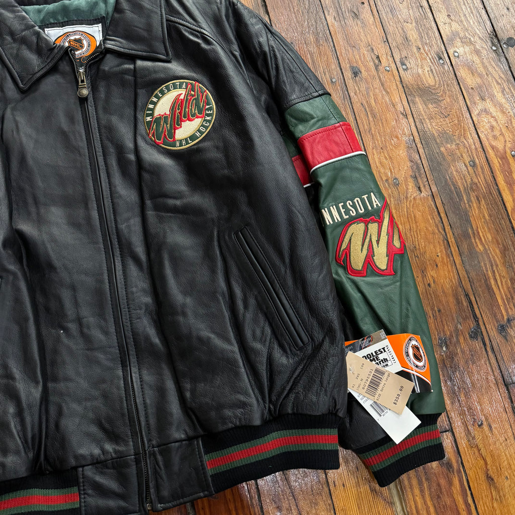 Vintage Minnesota Wild Carl Banks Leather Jacket Sz XL (NEW)