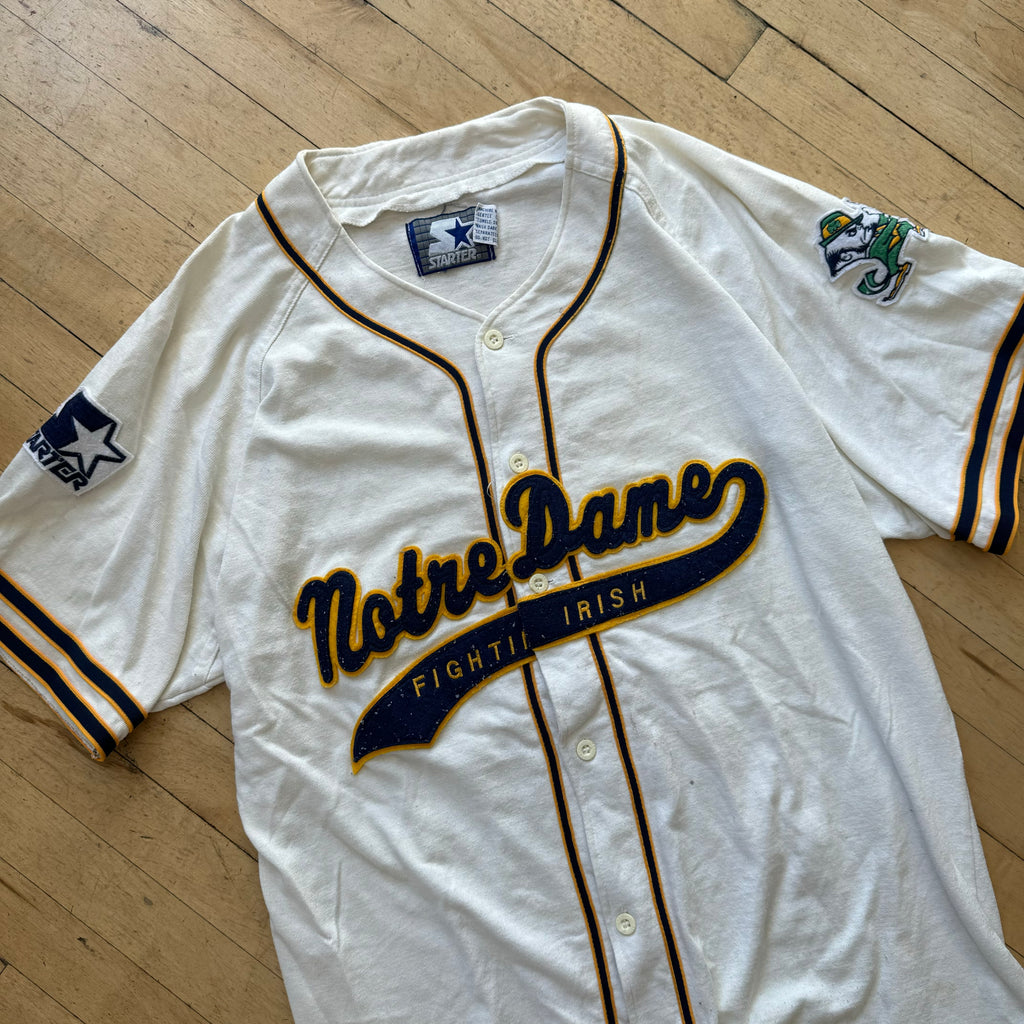 Vintage Starter Notre Dame Baseball Jersey Sz XL