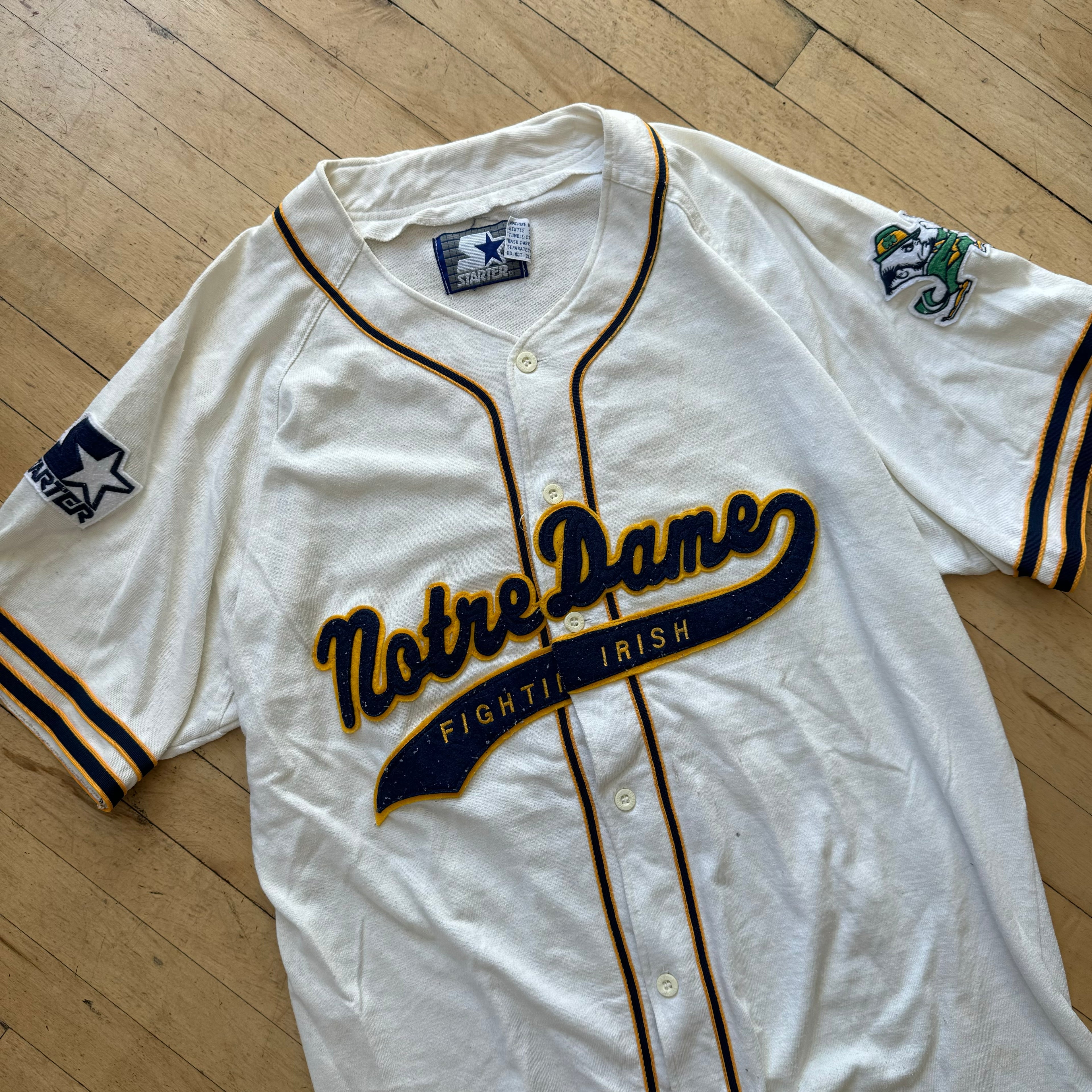 Vintage Starter Notre Dame Baseball Jersey Sz XL