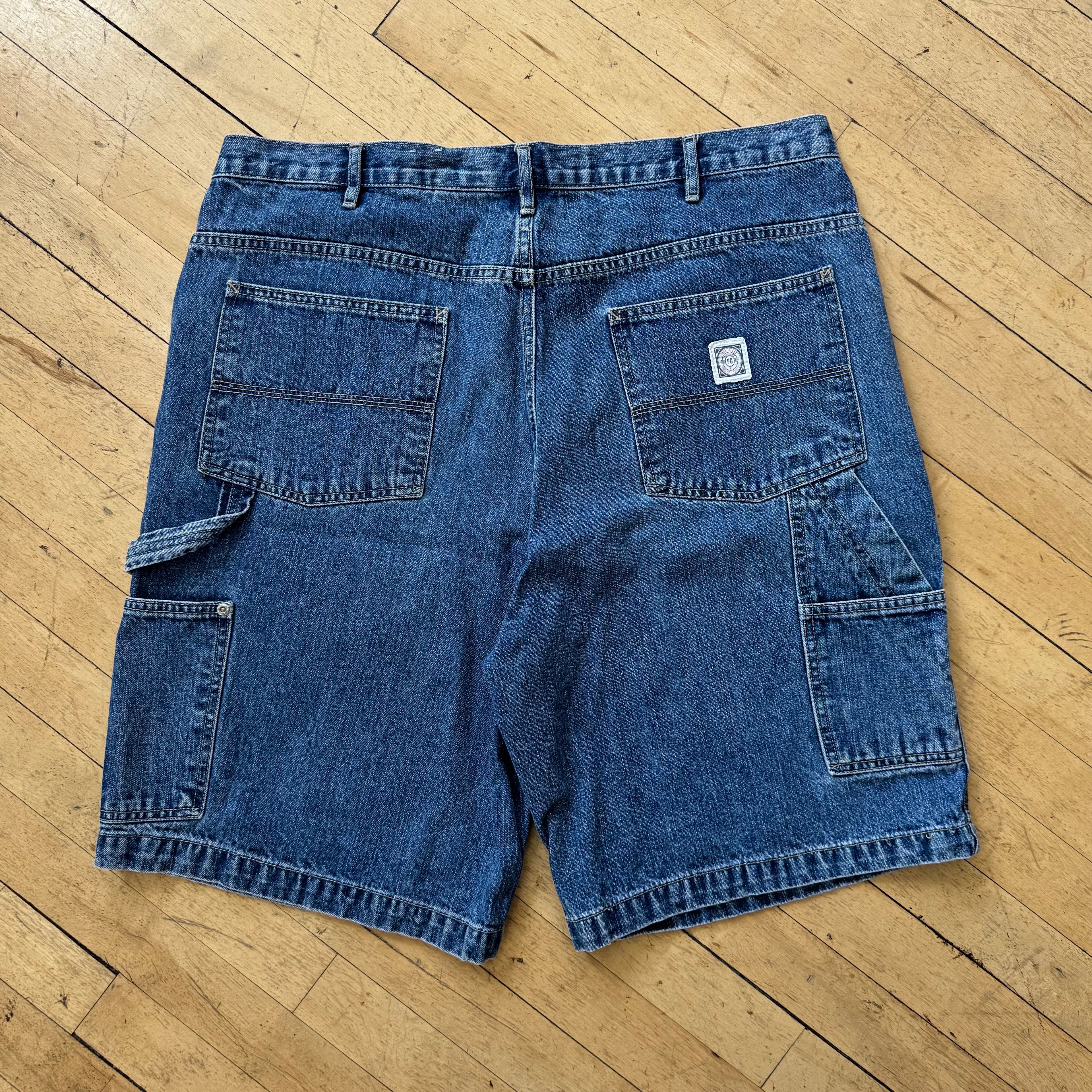 Y2K Faded Glory Carpenter Denim Jean Shorts Sz 38