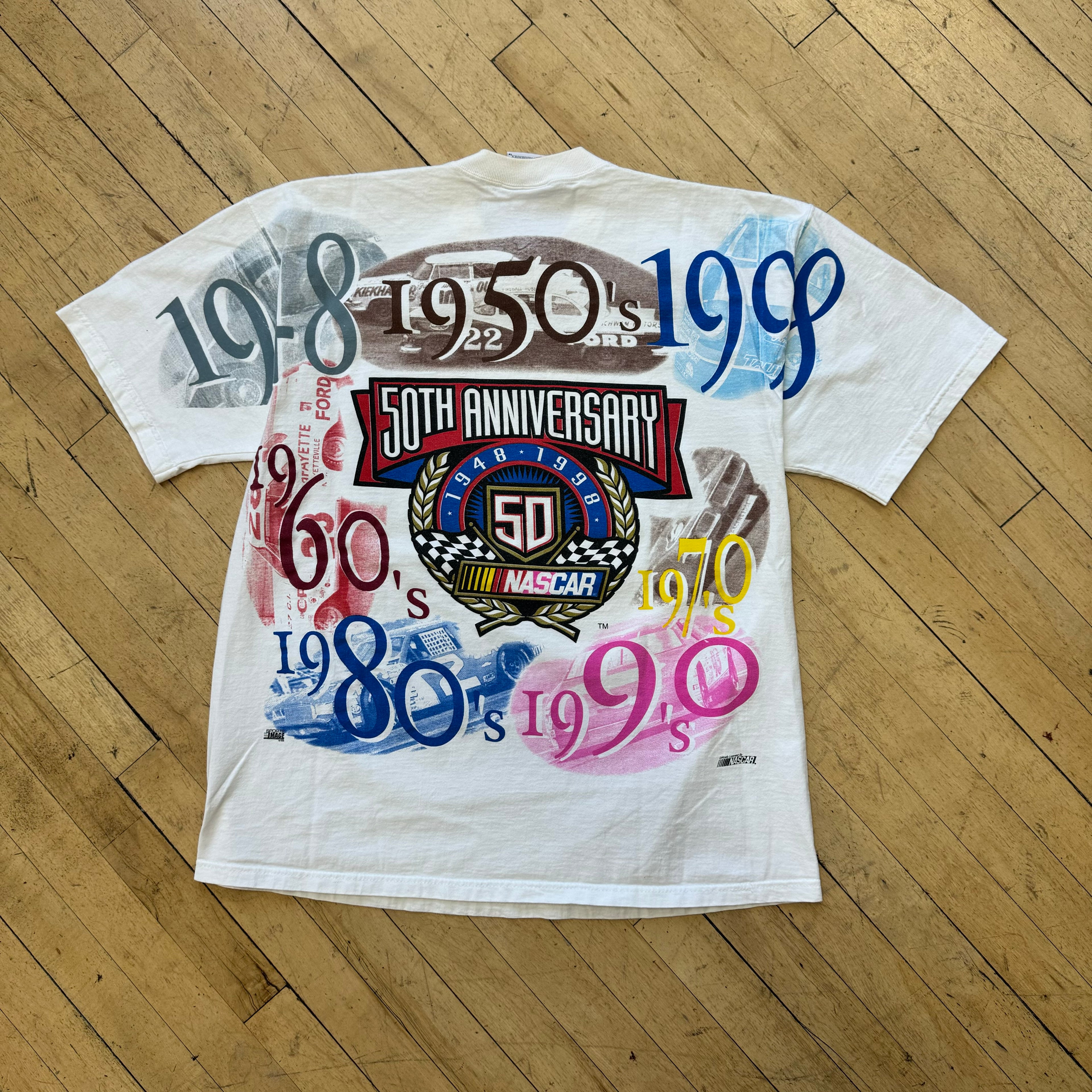 Vintage Chase Authentics Nascar 50th Anniversary AOP T-shirt Sz L