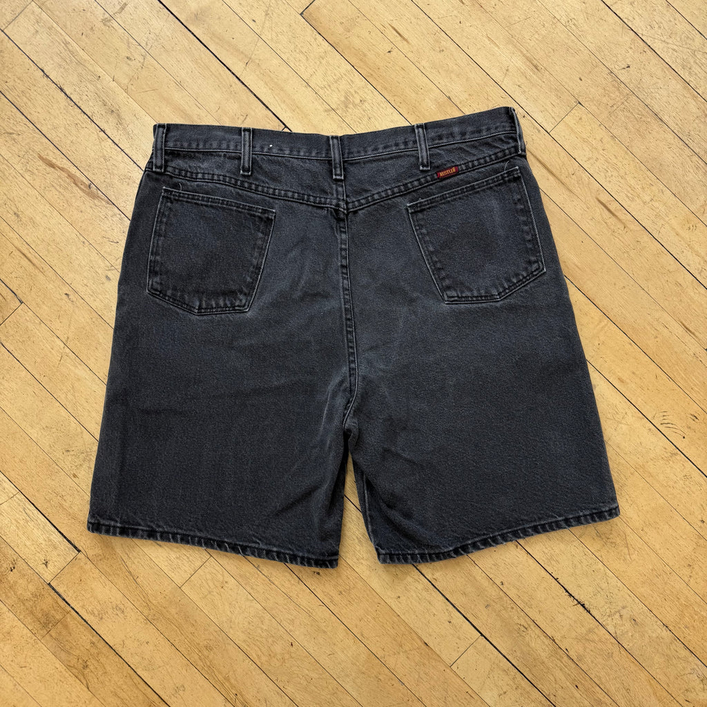 Vintage Rustler Faded BLK Denim Jean Shorts Sz 38