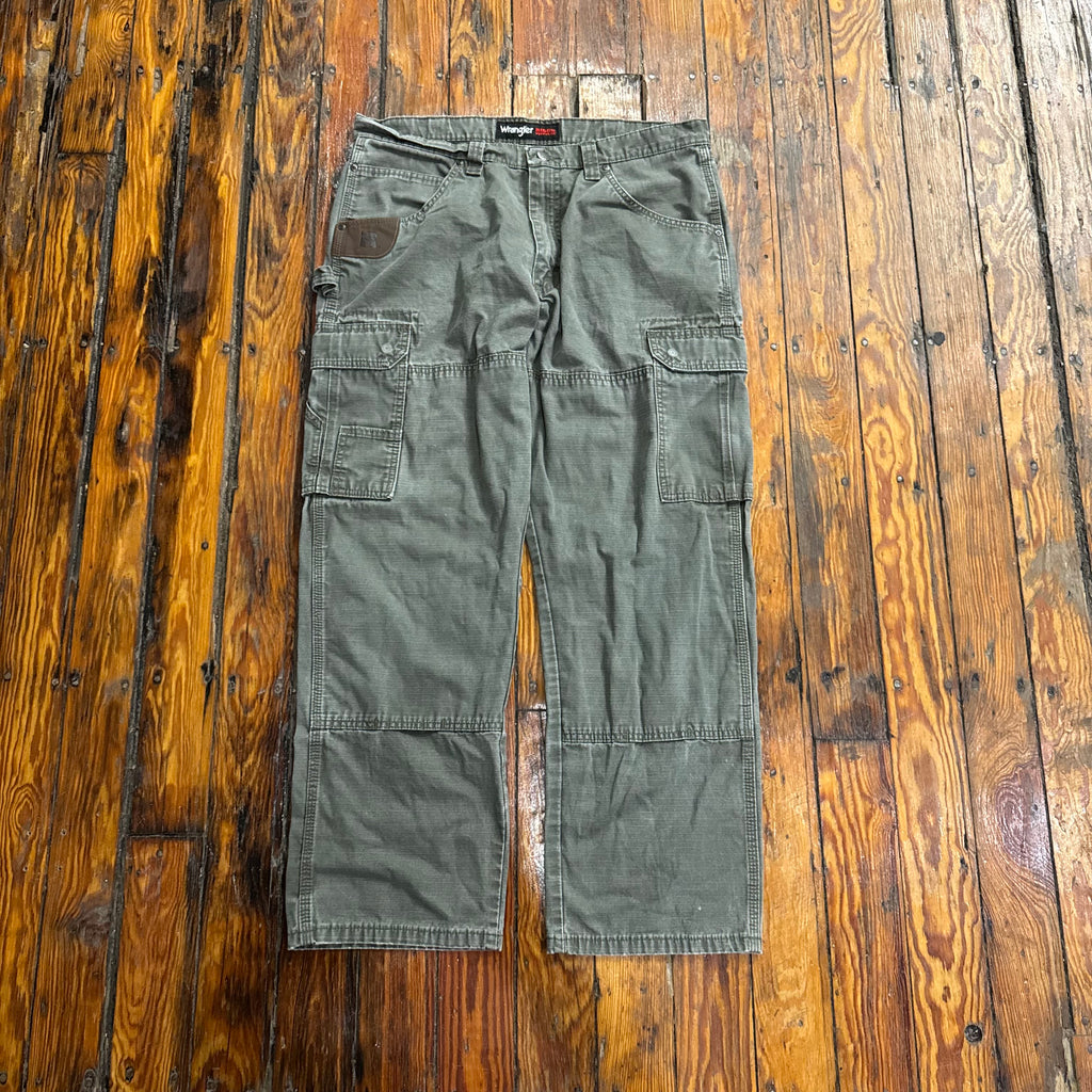 Vintage Wrangler Rigs Olive Cargo Pants Sz 36x30