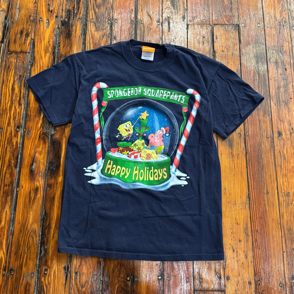 Y2K SpongeBob Happy Holiday’s T-shirt Sz M